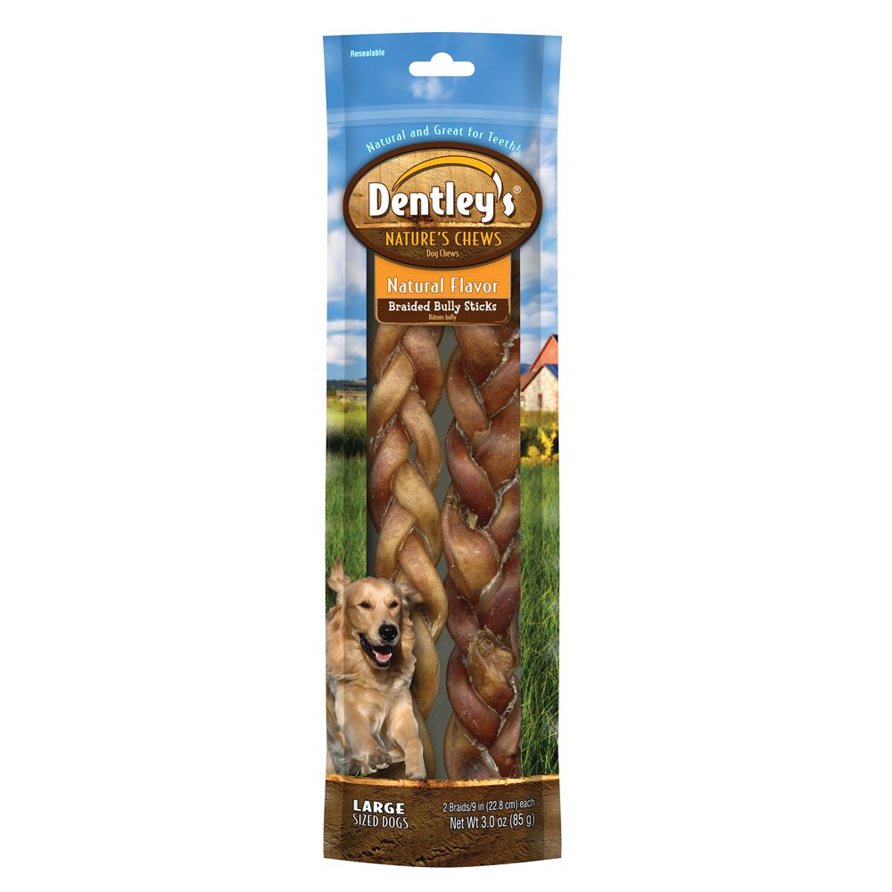 Dentley's® Nature's Chews Natural Braided Bully Sticks Large Dog Treat