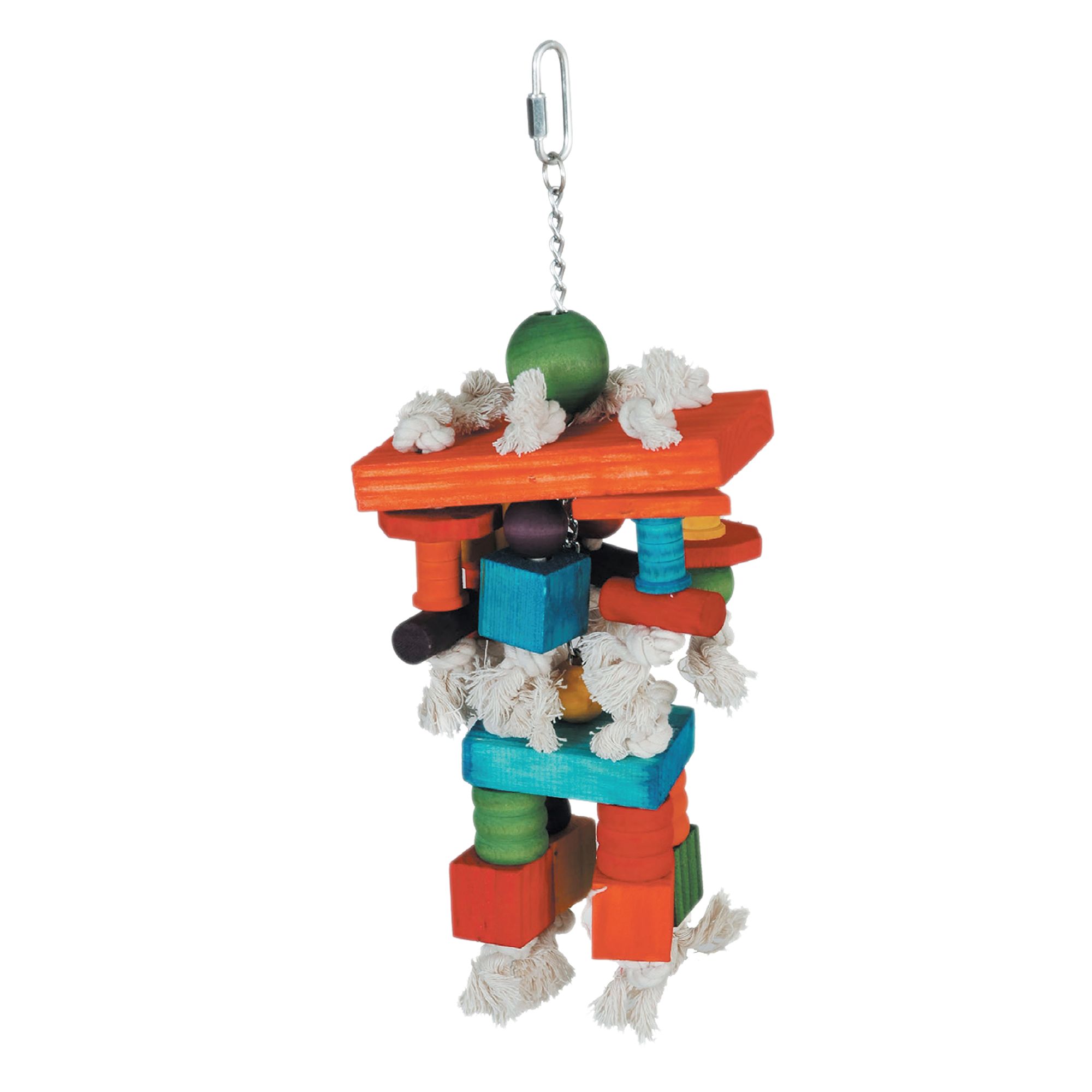 All Living Things® Colorful Blocks & Rope Bird Toy bird Toys PetSmart