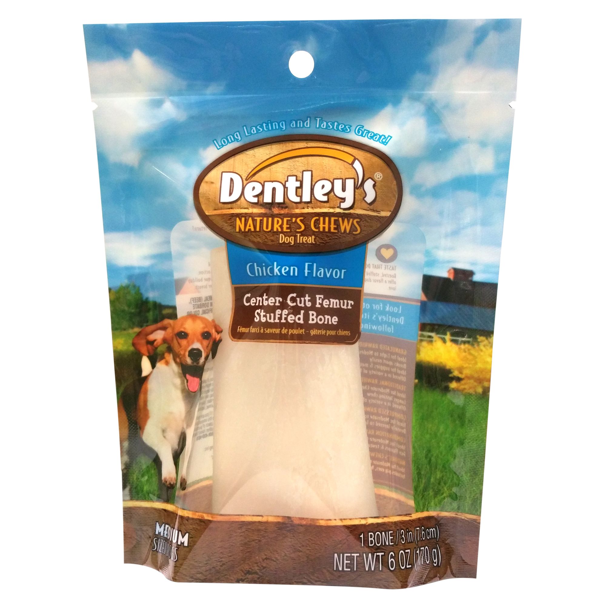Dentley's® Nature's Chews Center Cut Femur Stuffed Bone Medium Dog