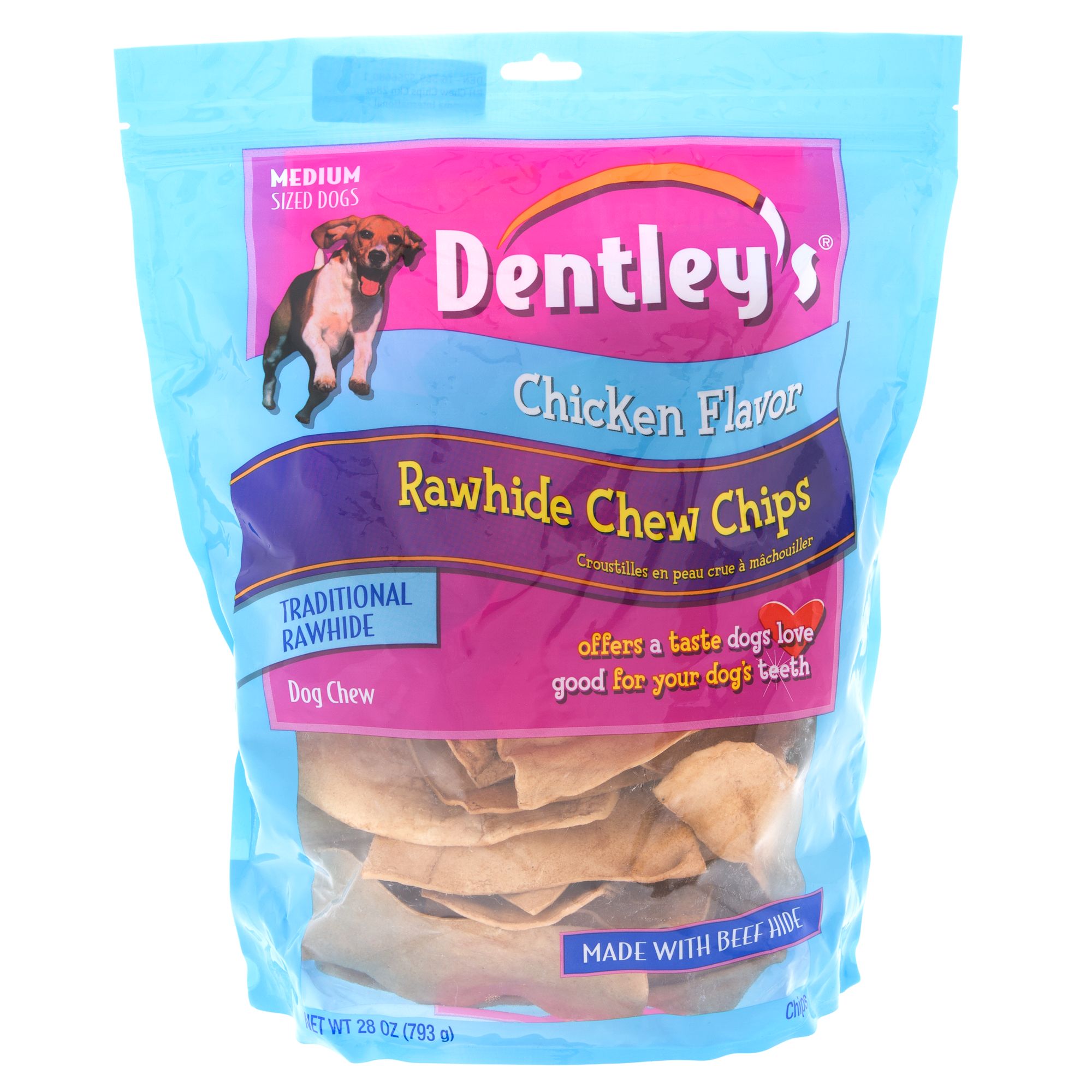 Dentley's® Rawhide Chew Chips Medium Dog Treat Chicken dog Bones