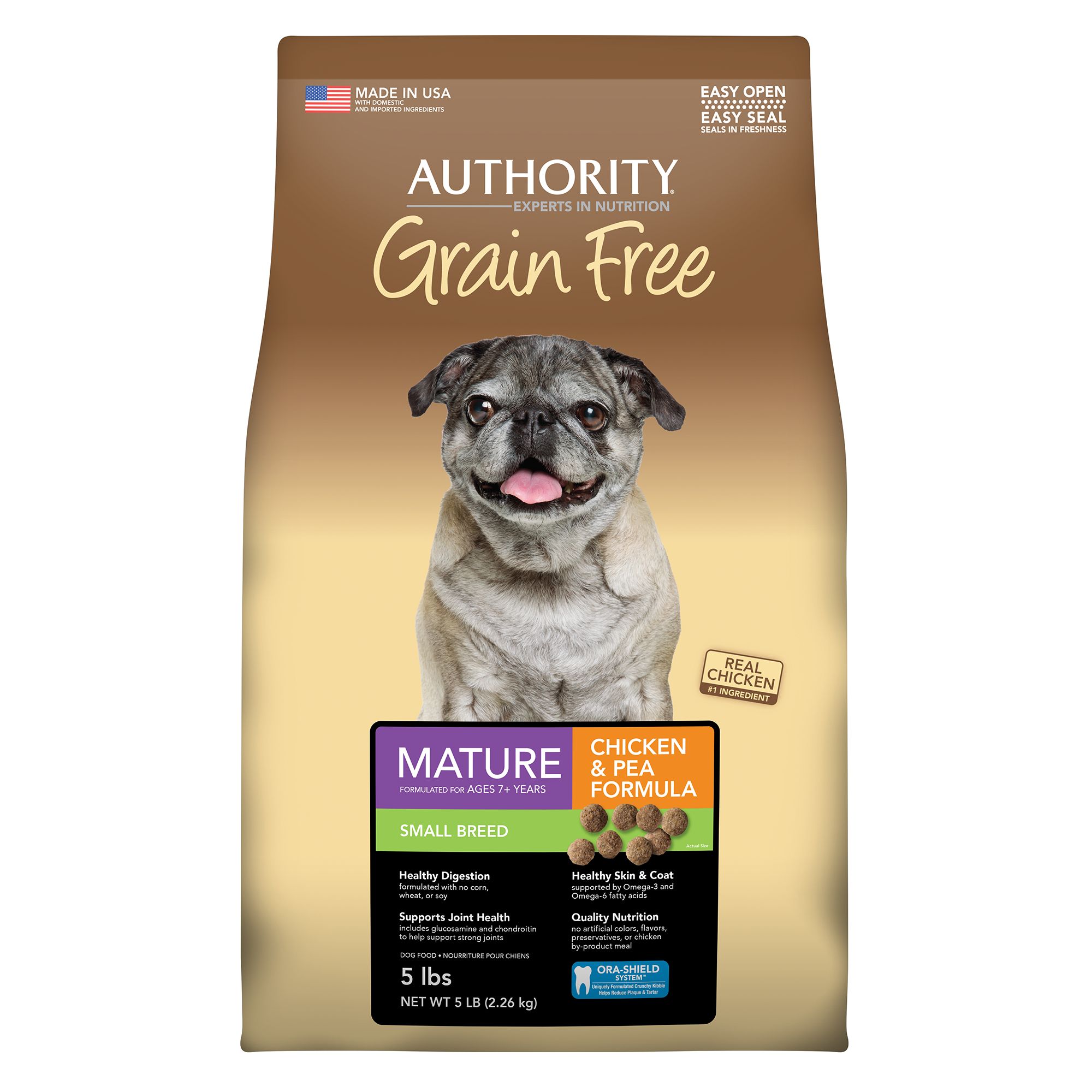 Authority® Grain Free Small Breed Mature Adult Dog Food Chicken & Pea