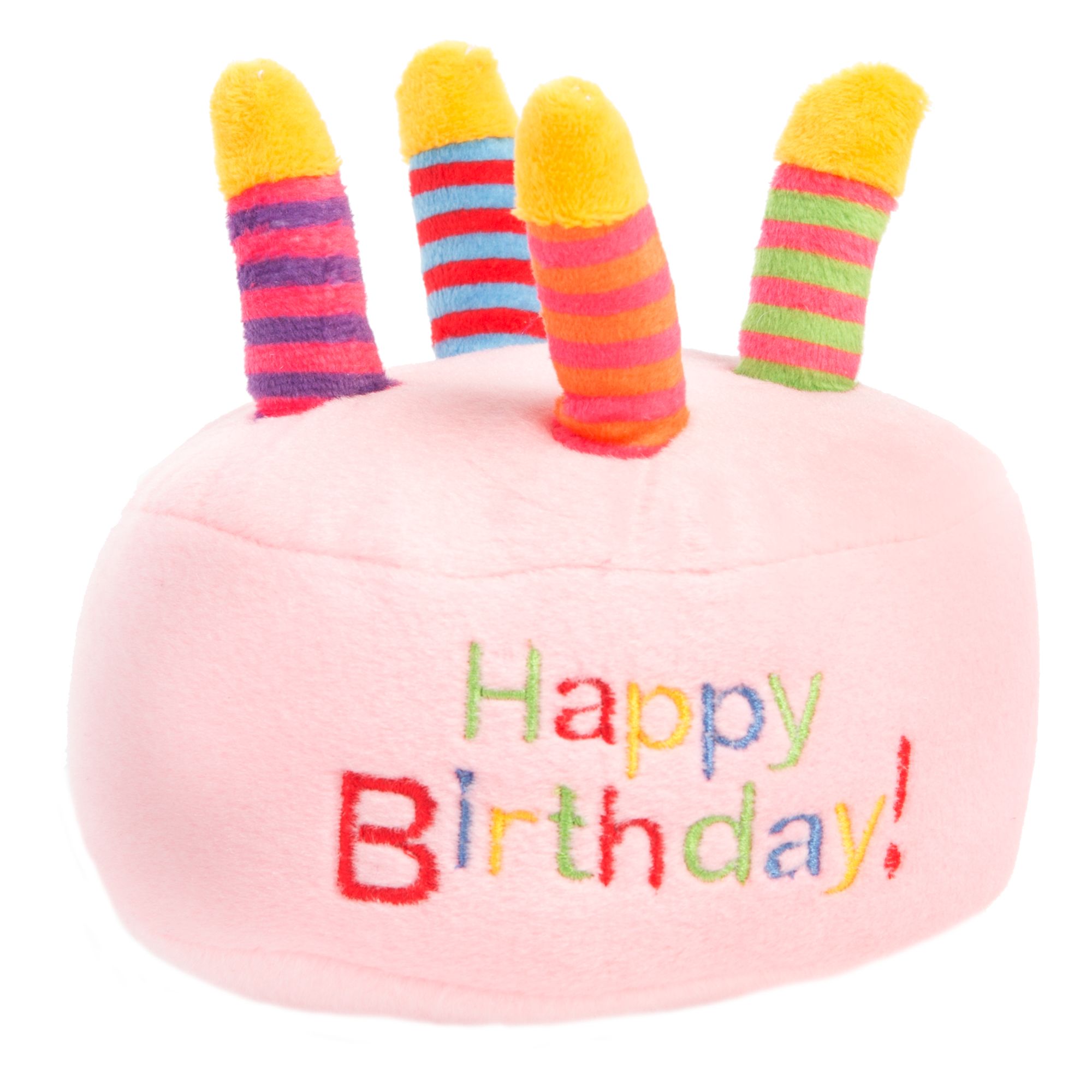 Top Paw® "Happy Birthday" Cake Dog Toy Plush, Squeaker dog Plush