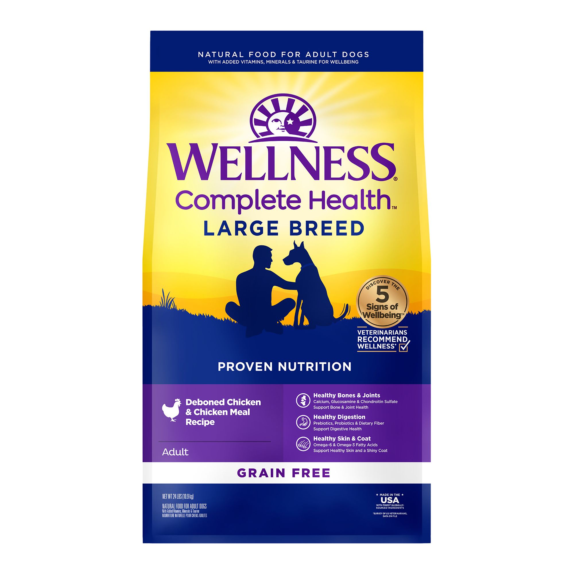 Wellness® Complete Health Large Breed Adult Dog Food Natural, Grain Free, Chicken & Chicken