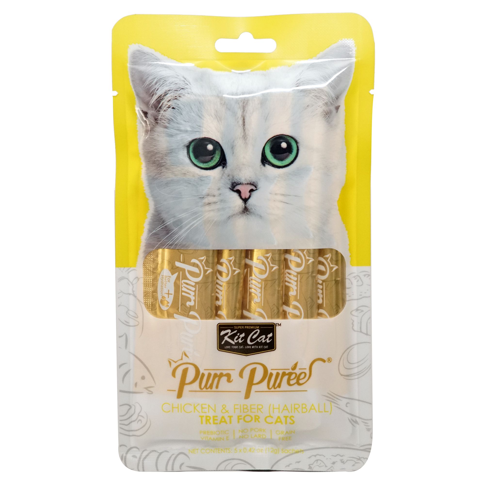 Kit Cat Purr Puree Cat Treat Natural, Grain Free, Chicken cat Food