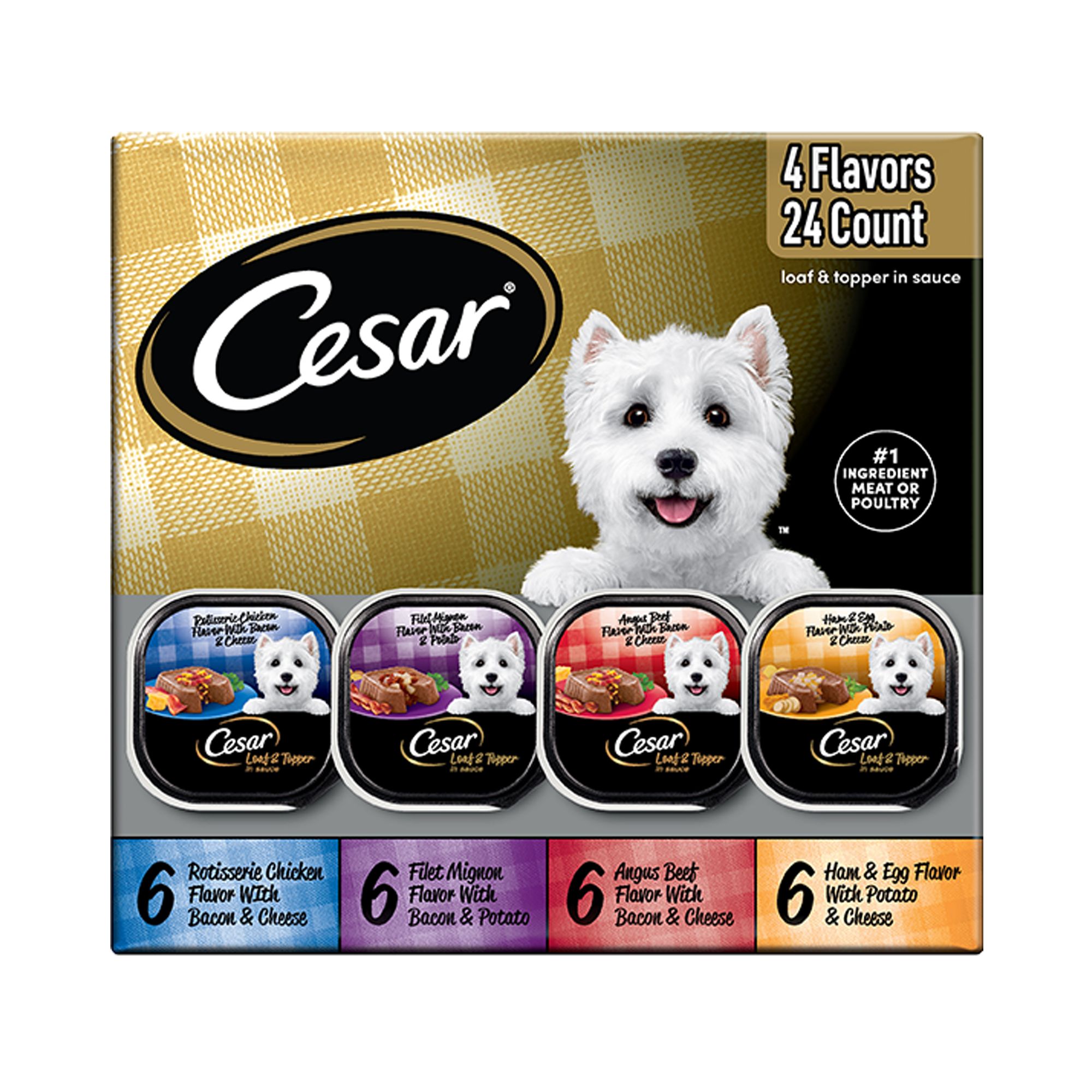 Cesar® Classics Adult Wet Dog Food Loaf & Topper, 24 Count dog