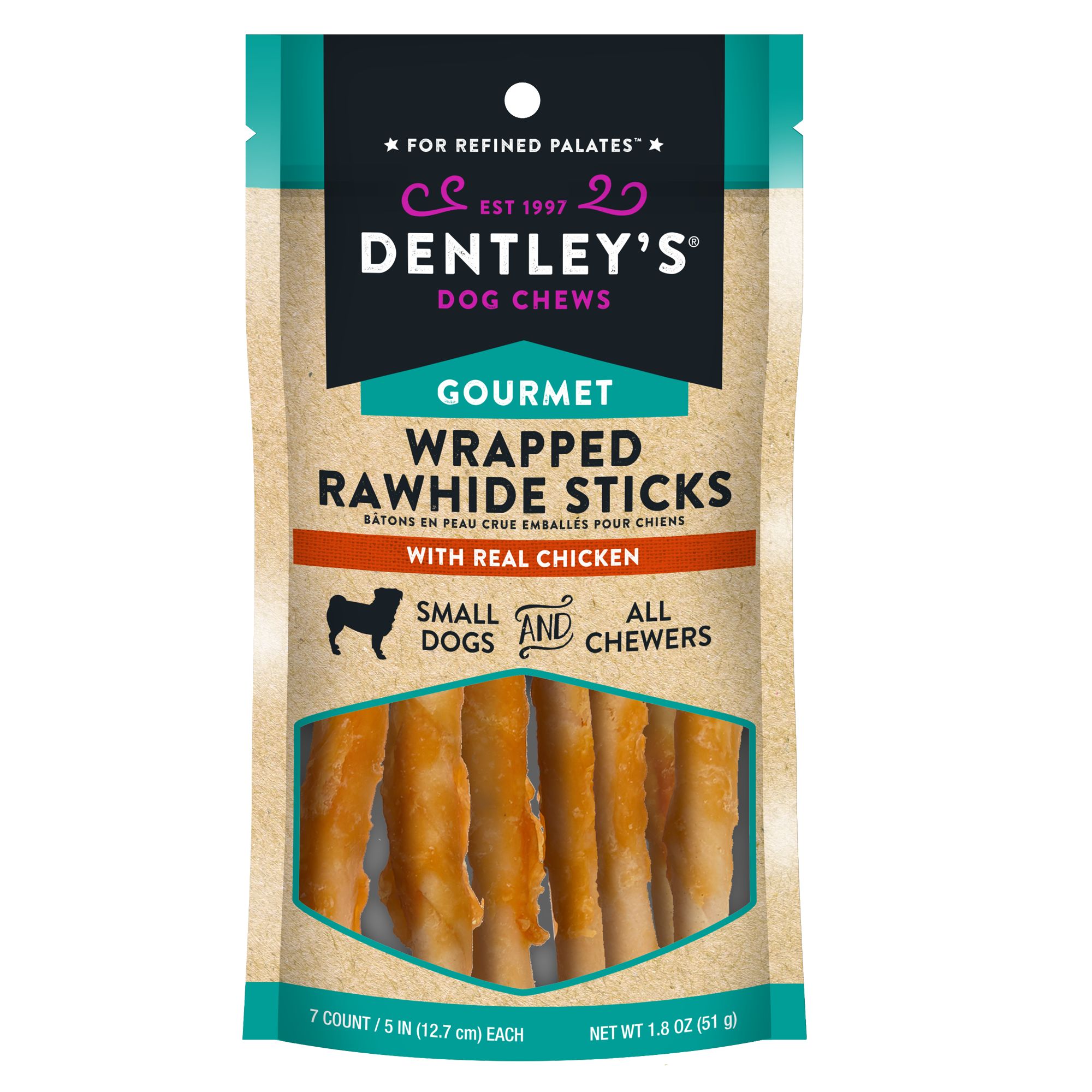 Dentley's® Gourmet Wrapped Rawhide Sticks Dog Treats Chicken dog