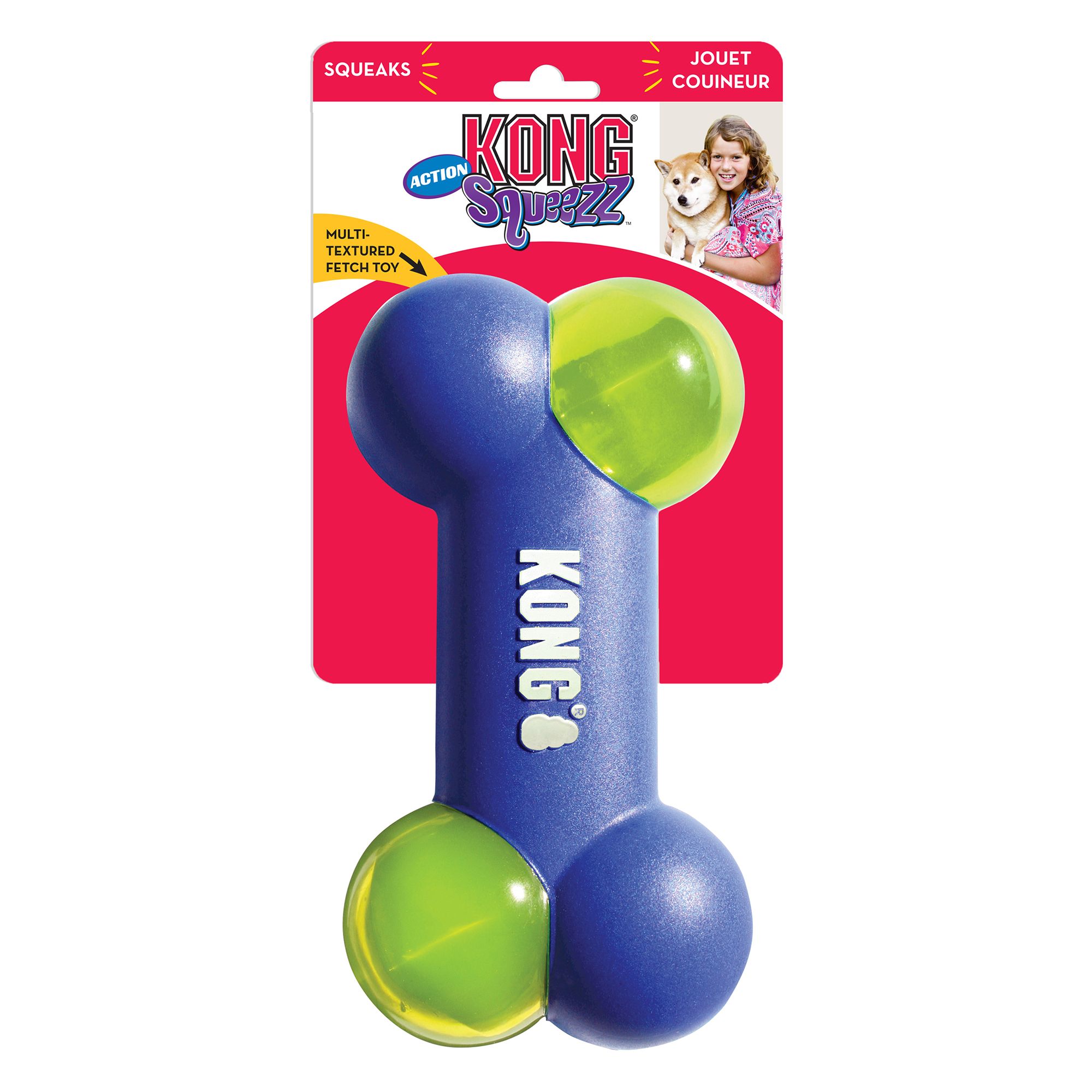 KONG® Action Squeezz® Bone Dog Toy Squeaker dog Interactive Toys