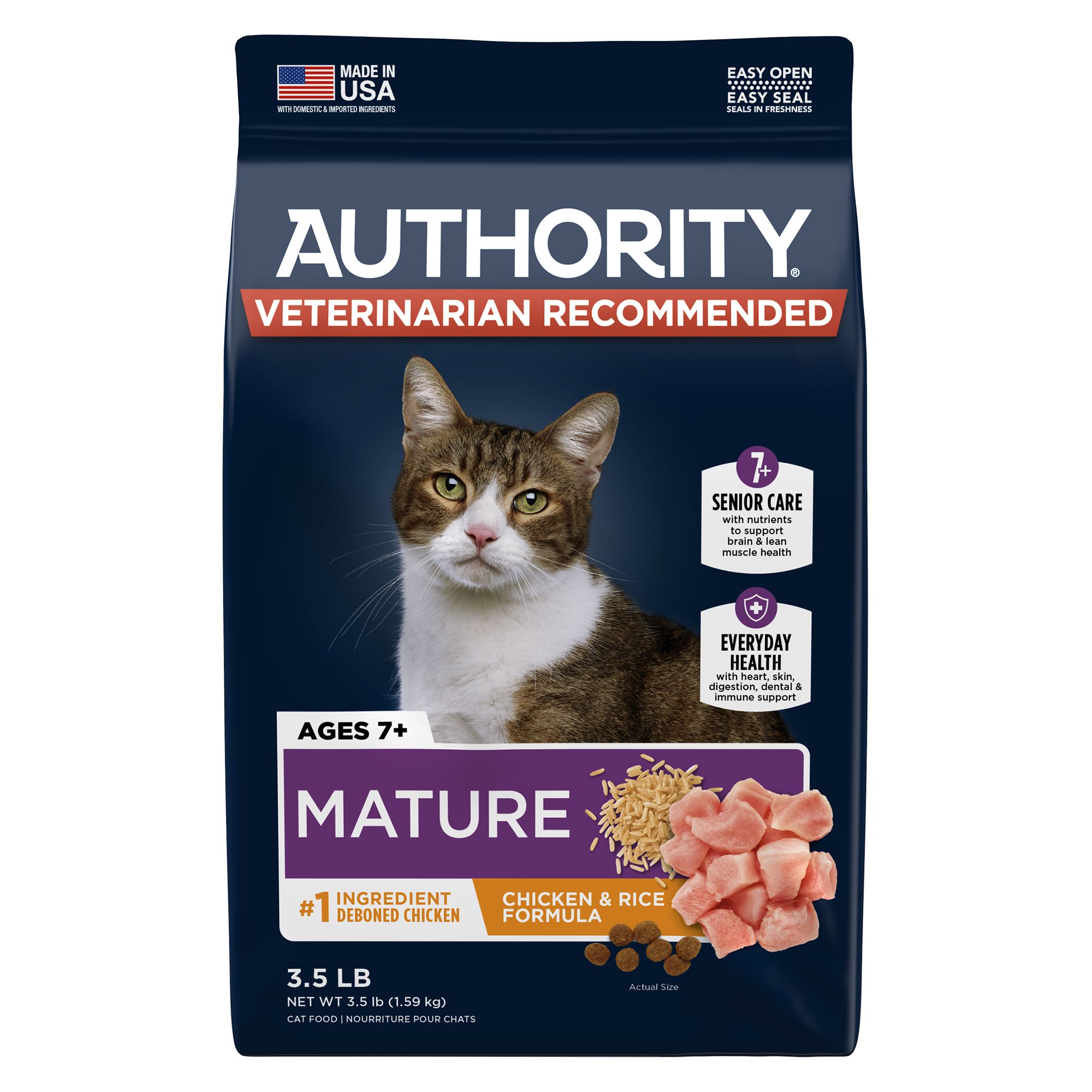Authority® Everyday Health Indoor Senior Cat Dry Food Chicken & Rice, WithGrain cat Dry