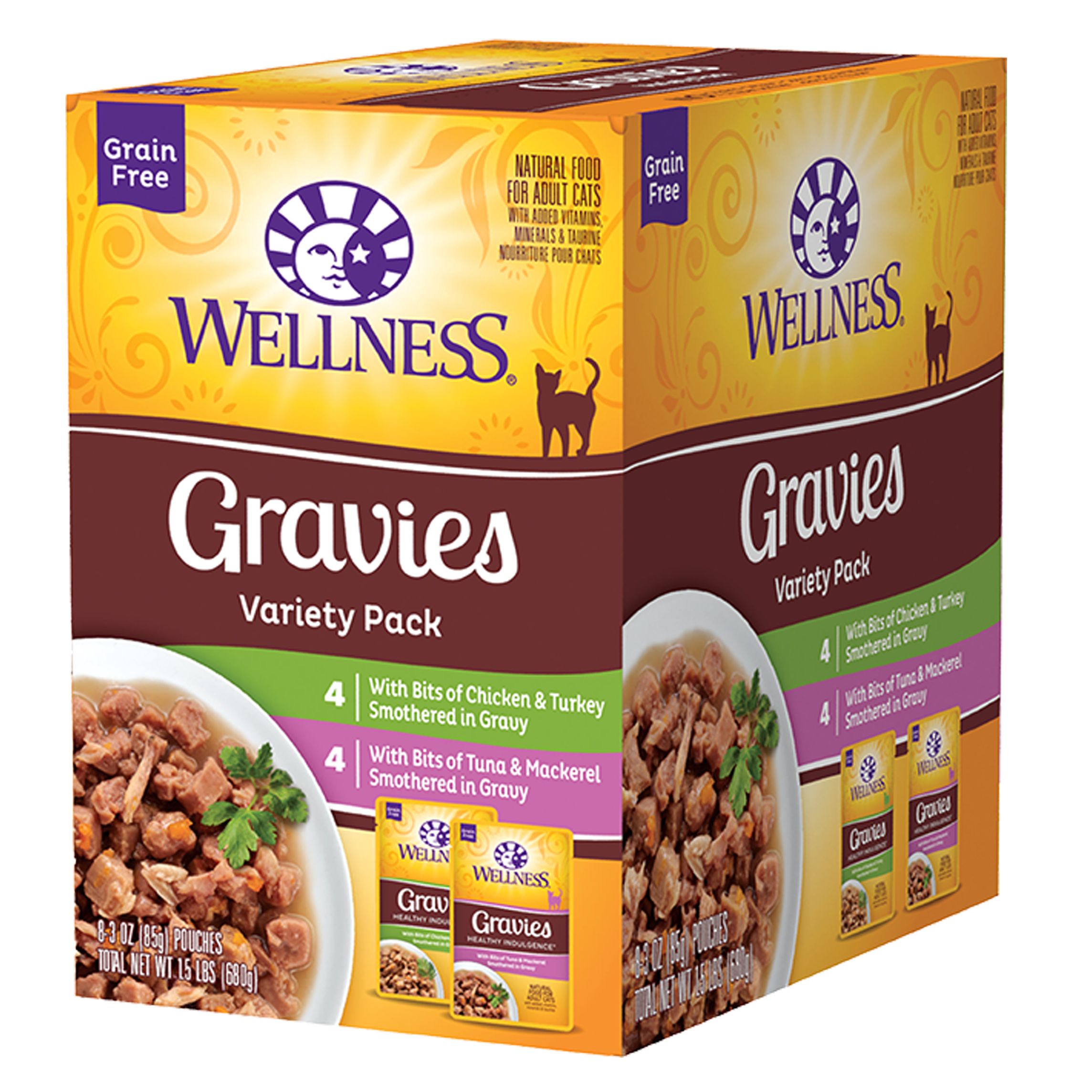 Wellness® Gravies Adult Cat Food Grain Free, Variety Pack cat Wet