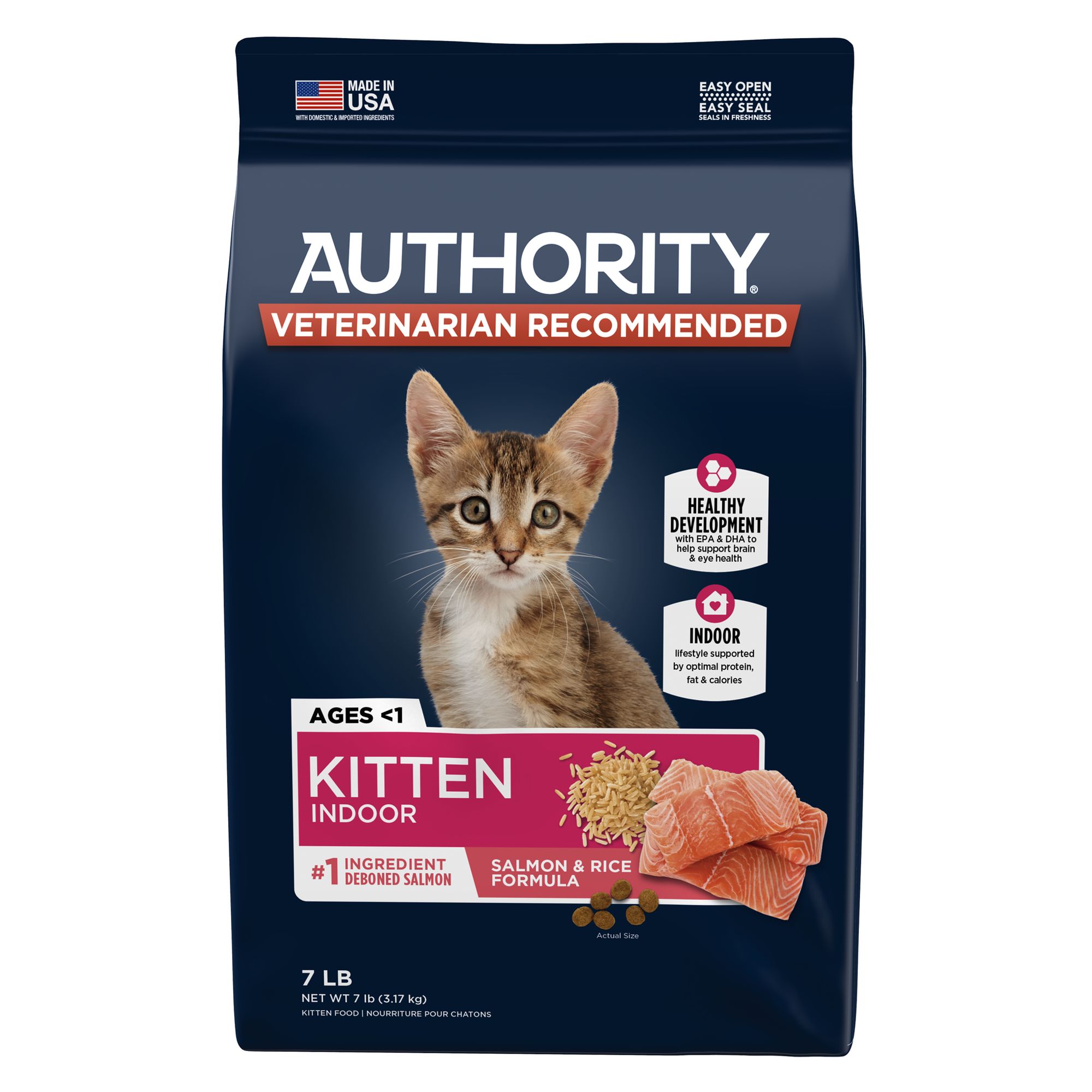 Authority® Everyday Health Indoor Kitten Cat Dry Food Salmon & Rice
