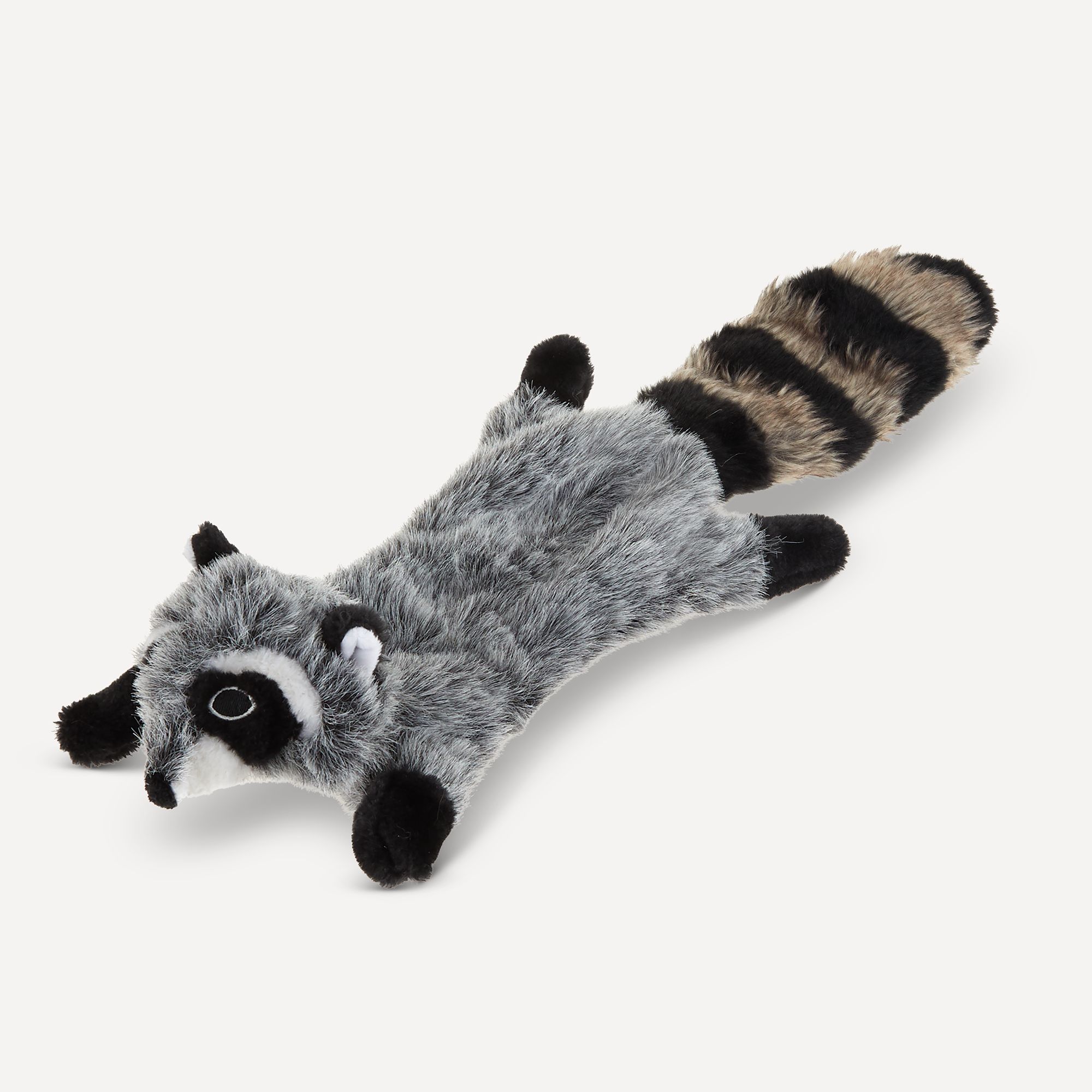 Joyhound Crazy Comfy Realistic Raccoon Flattie Dog Toy Crinkle, Squeaker