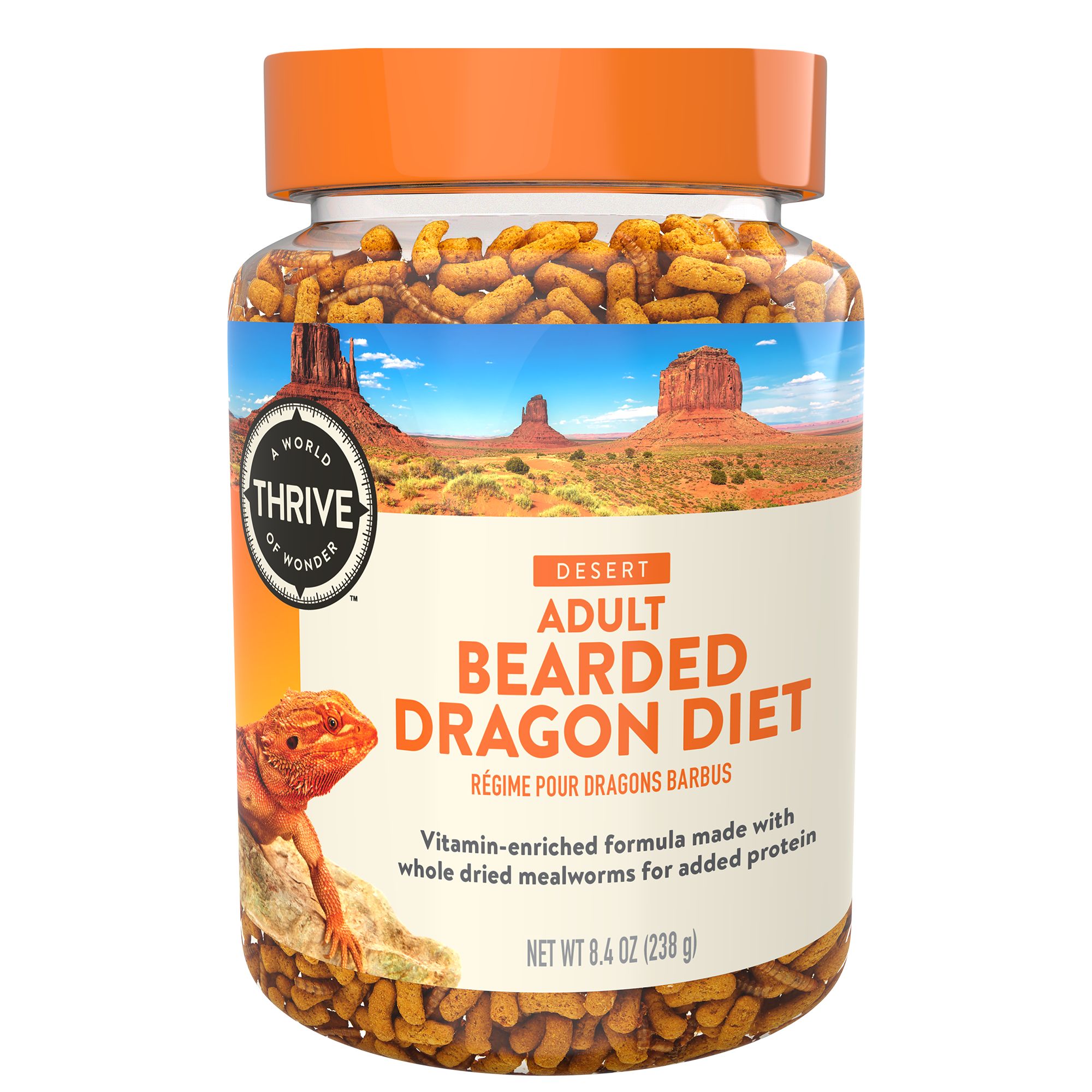 Thrive Adult Bearded Dragon Diet with Mealworms reptile Food PetSmart