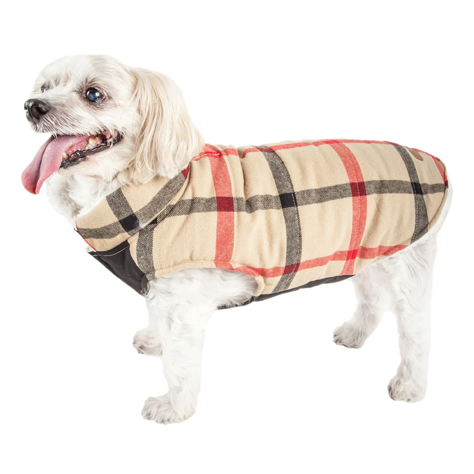 Pet Life® "Allegiance" Classic Plaid Pet Coat dog Sweaters & Coats