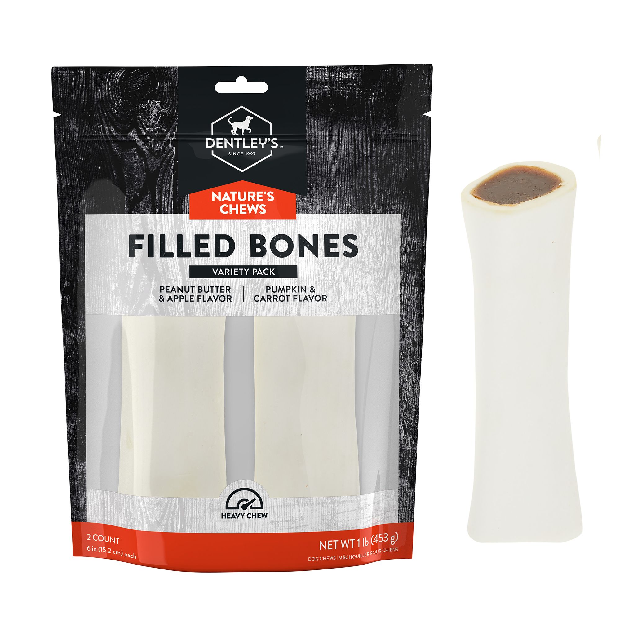 Dentley's® Nature's Chews Large Filled Femur Bone Dog Chew 2 Count