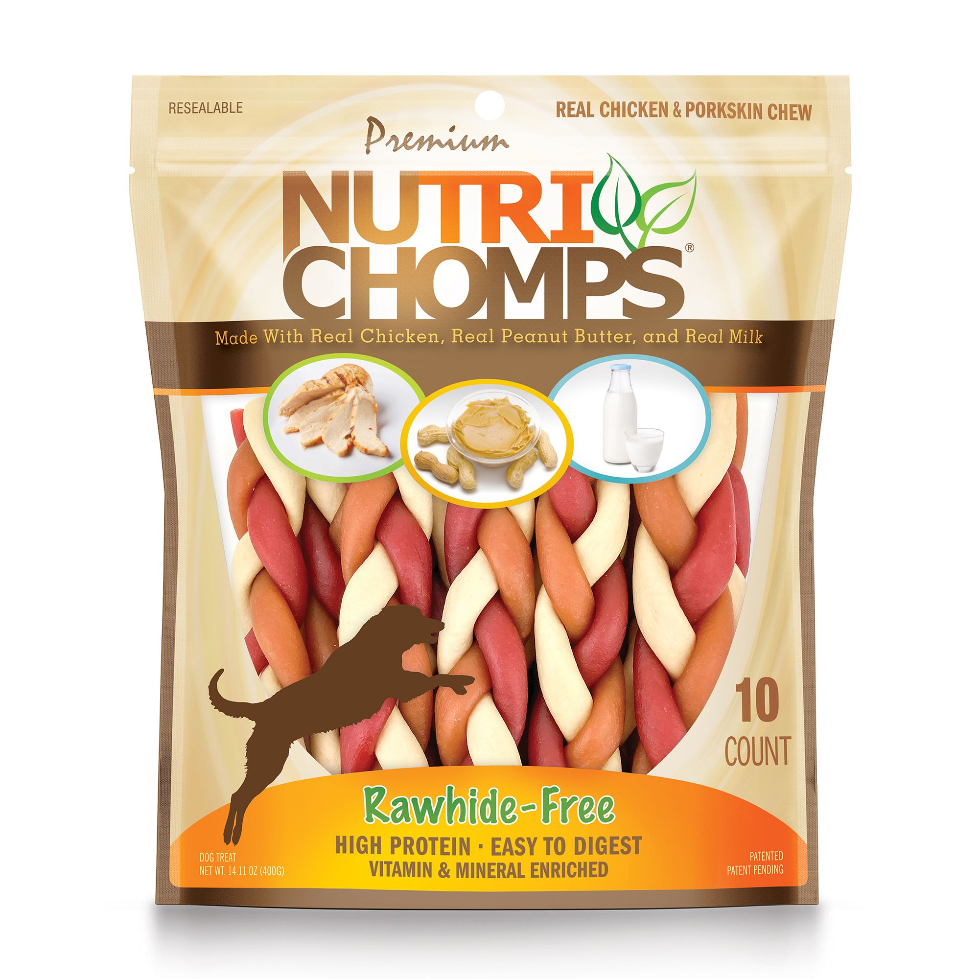 Nutri Chomps™ RawhideFree Braided 6" Dog Treat 10 Count dog Bones