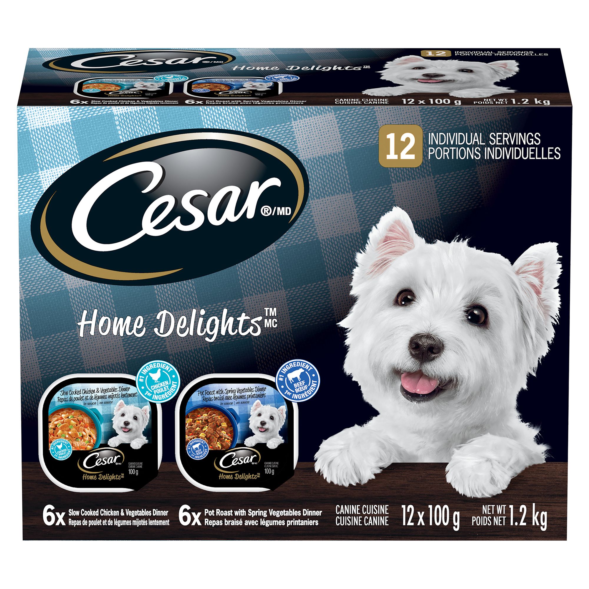Cesar Home Delights Adult Wet Dog Food Pot Roast & Chicken Variety Pack