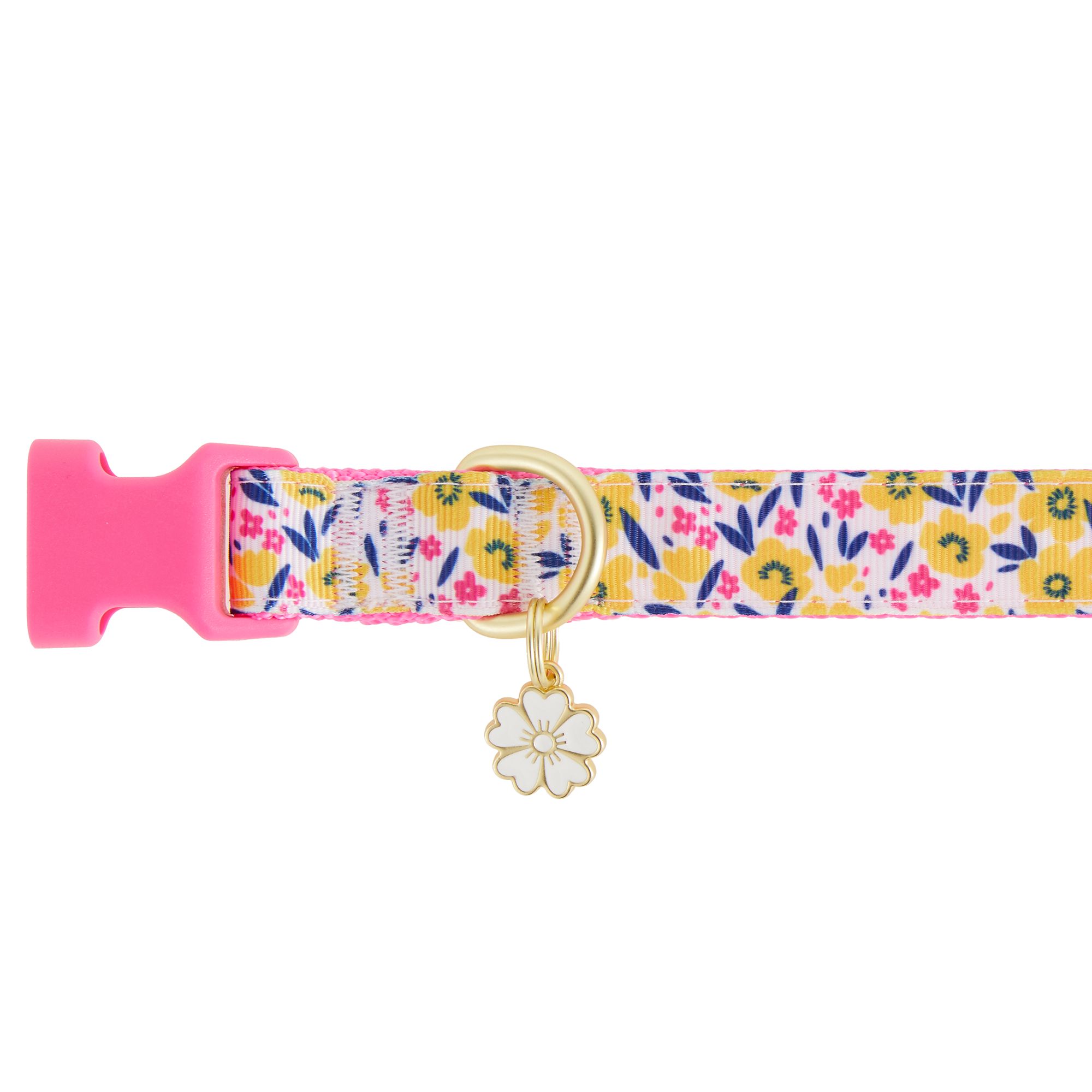 Top Paw® Pink & Yellow Floral Adjustable Dog Collar dog Collars
