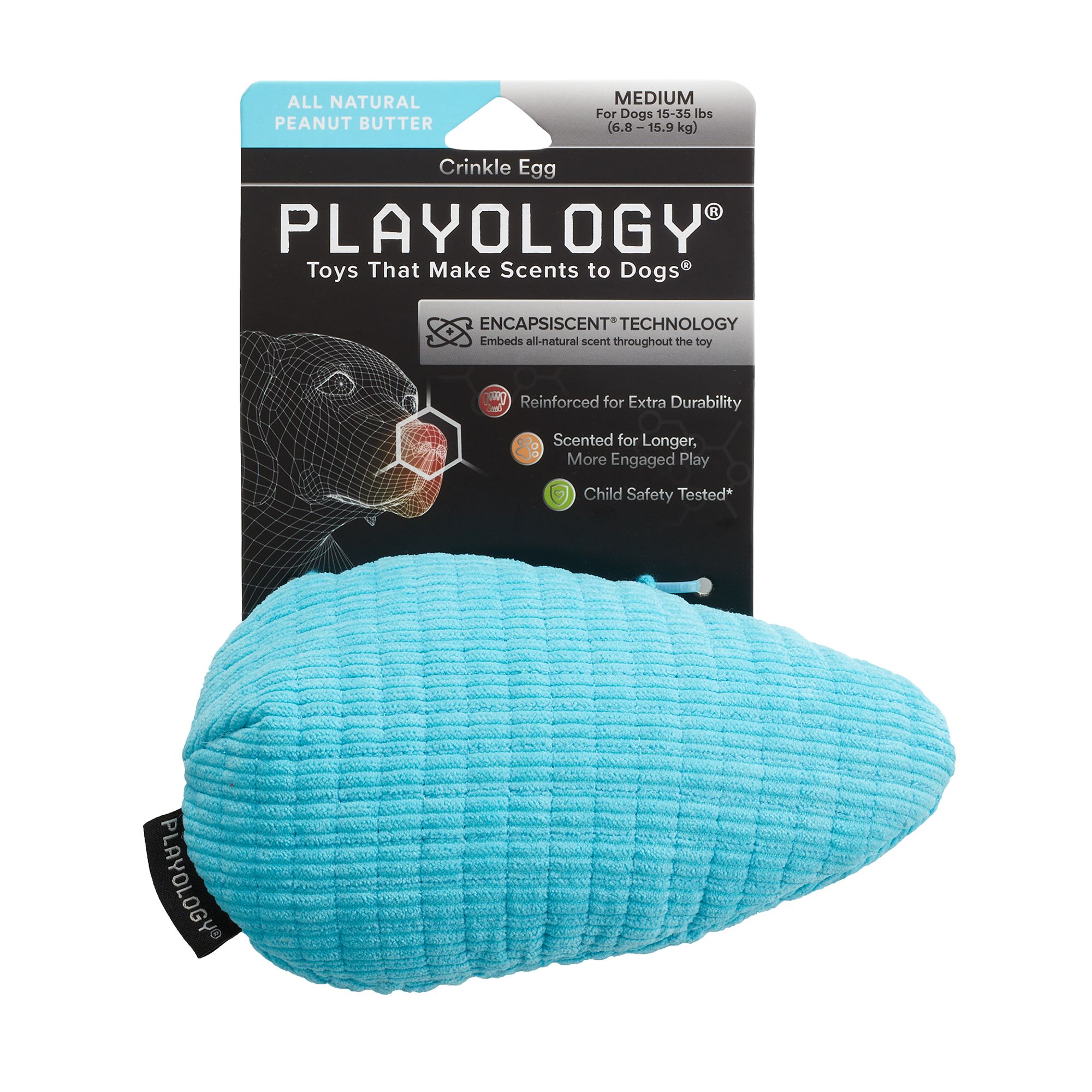 Playology® Scented Plush Crinkle Egg Dog Toy Peanut Butter dog