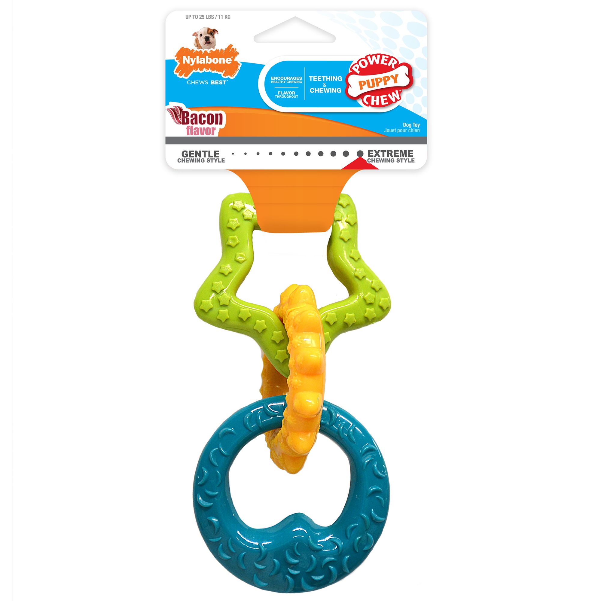 Nylabone® Power Puppy Chew Teething Ring Dog Toy Bacon Flavor dog Chew Toys PetSmart