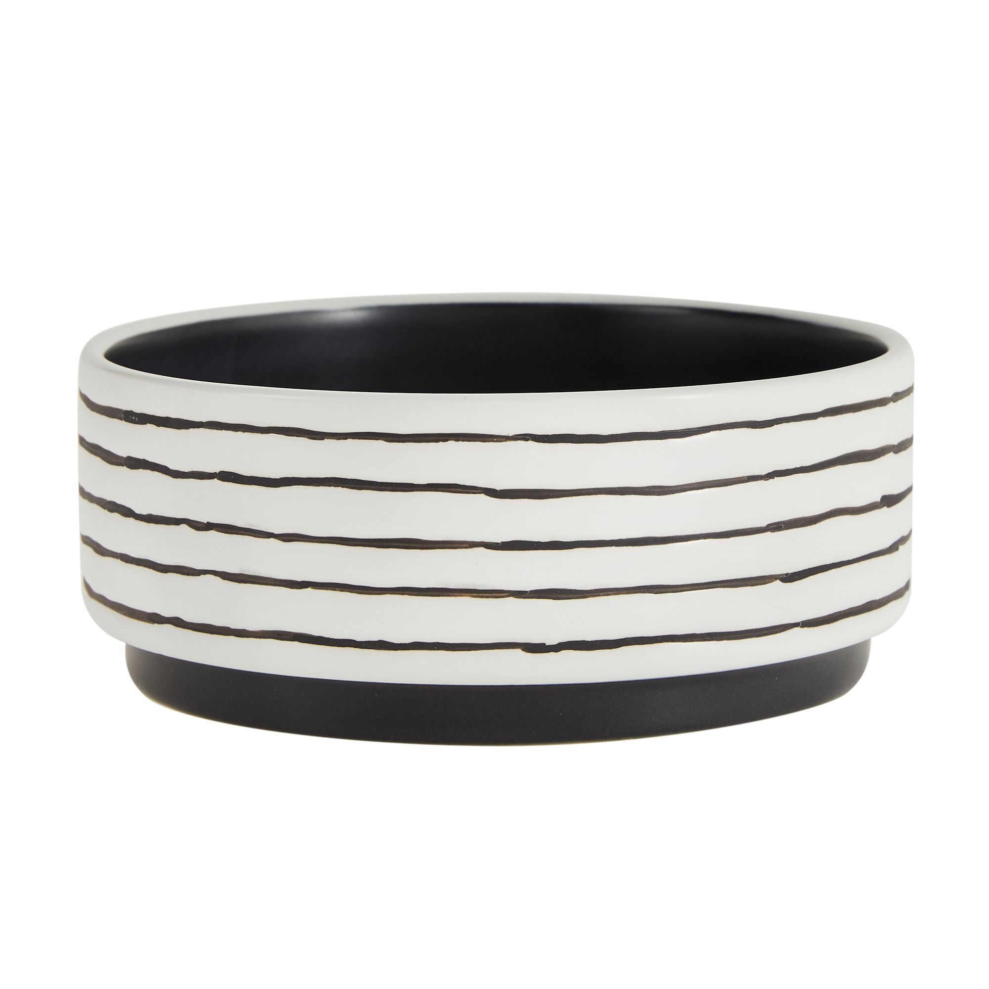 Top Paw® Black & White Horizontal Line Ceramic Dog Bowl dog Food