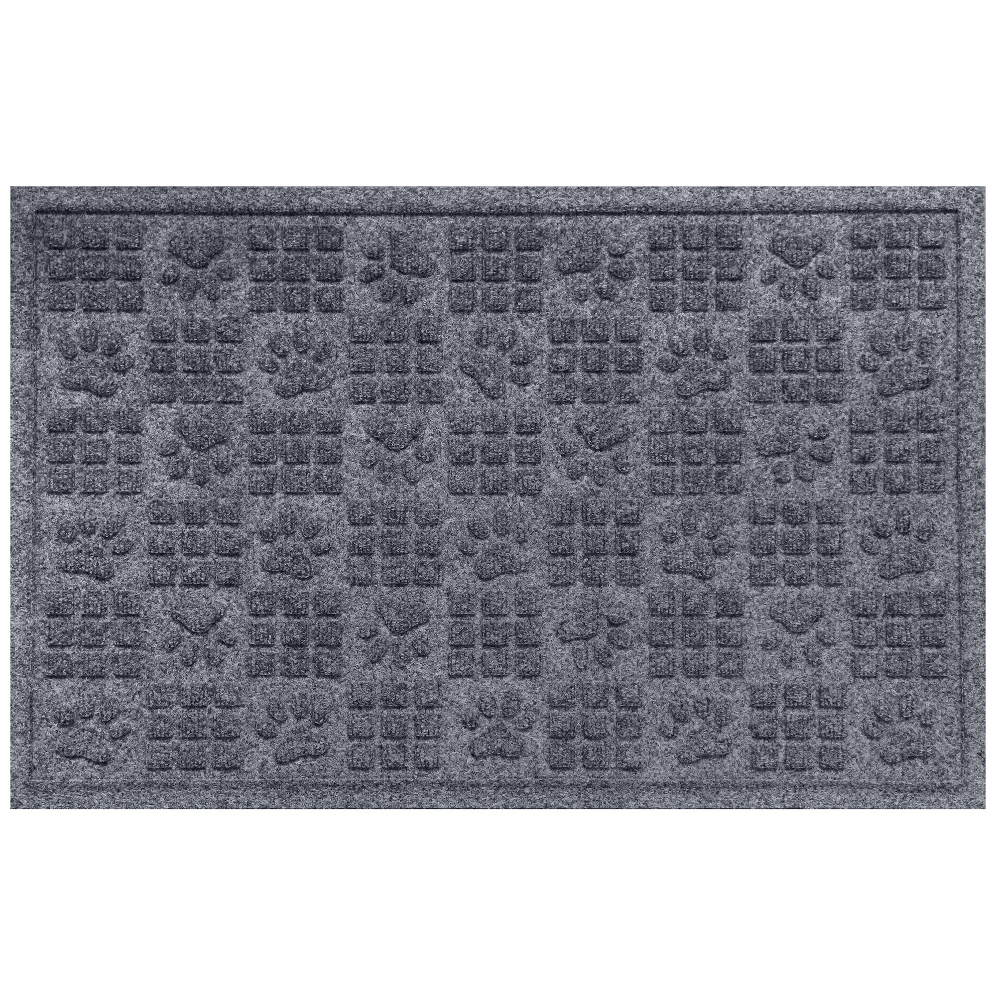 Bungalow Flooring WaterHog Dog Paw & Squares Dog Bowl Placemat, 35 x 23