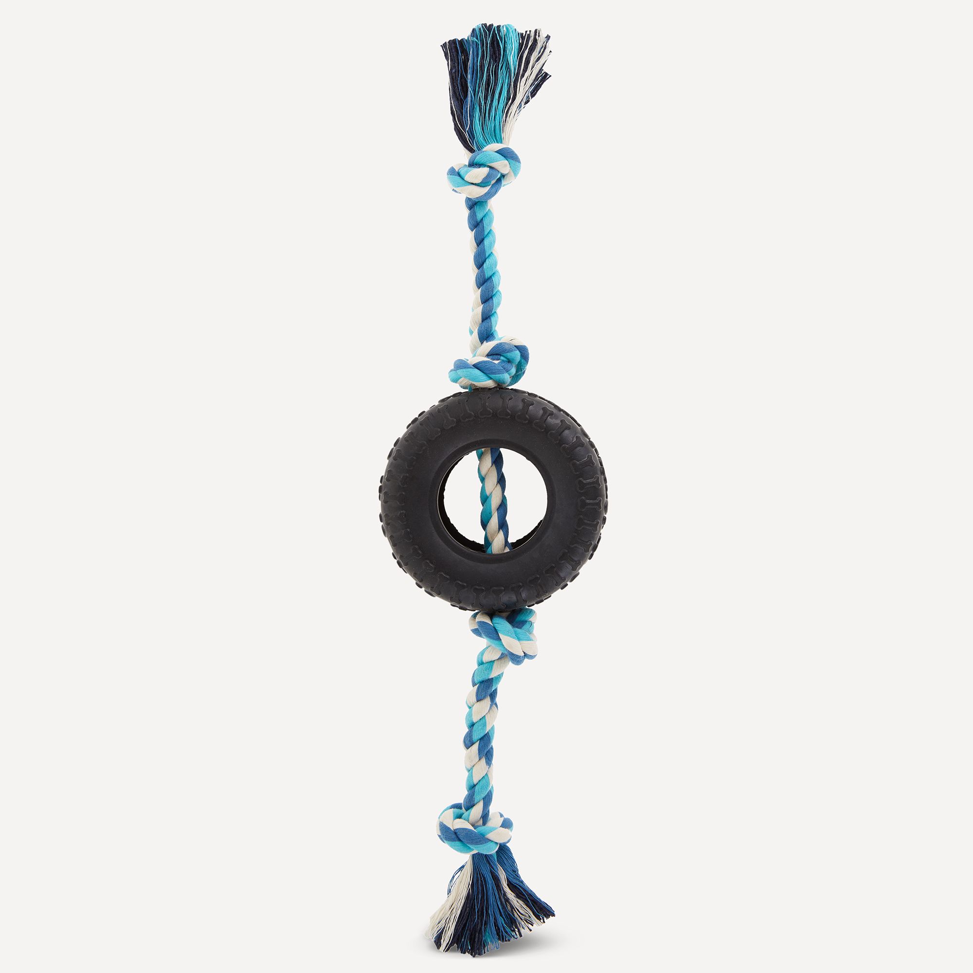 Joyhound Game On Knotted Rope with Rubber Tire Dog Toy dog Rope & Tug