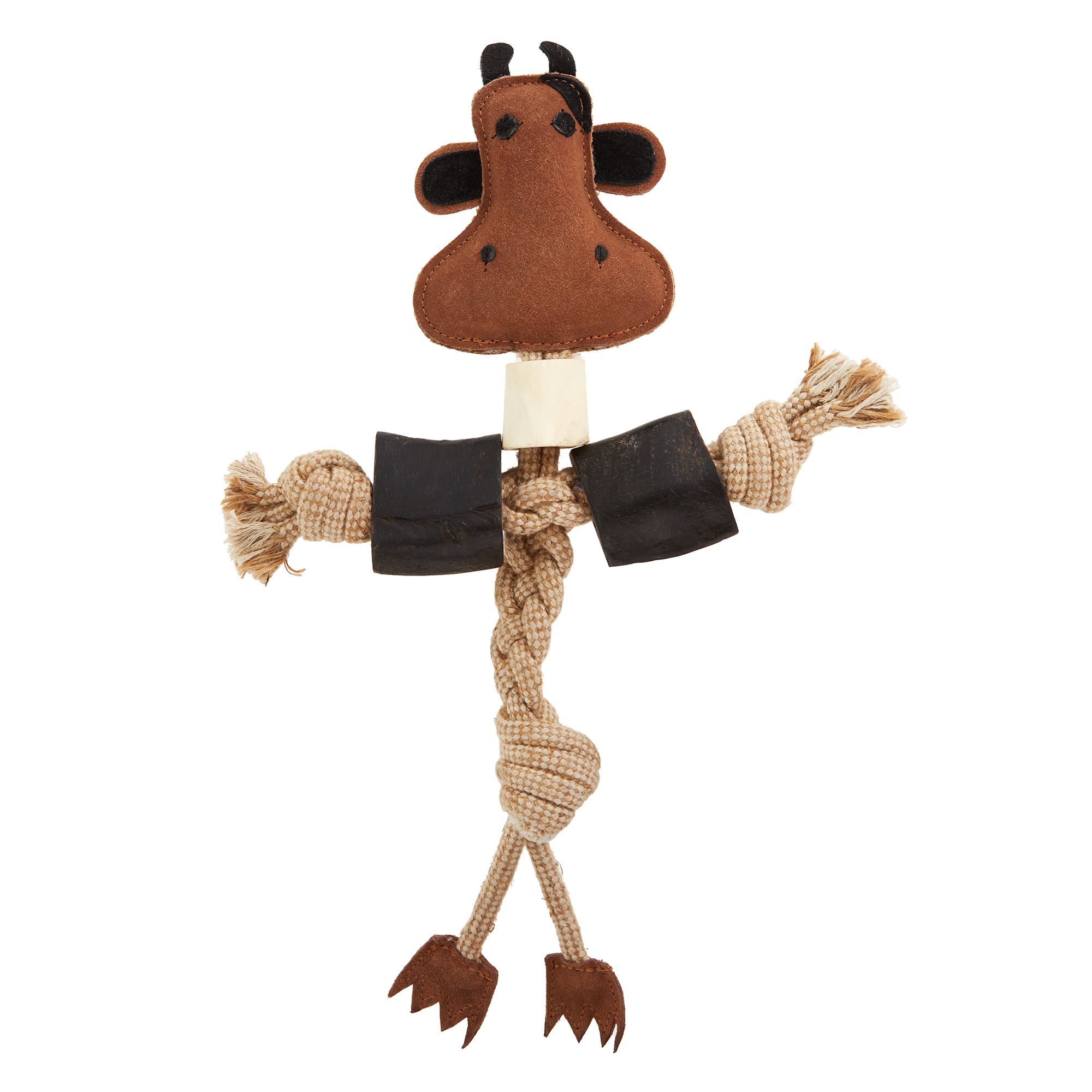 Top Paw® Suede Cow with Knotted Rope Dog Toy dog Rope & Tug Toys