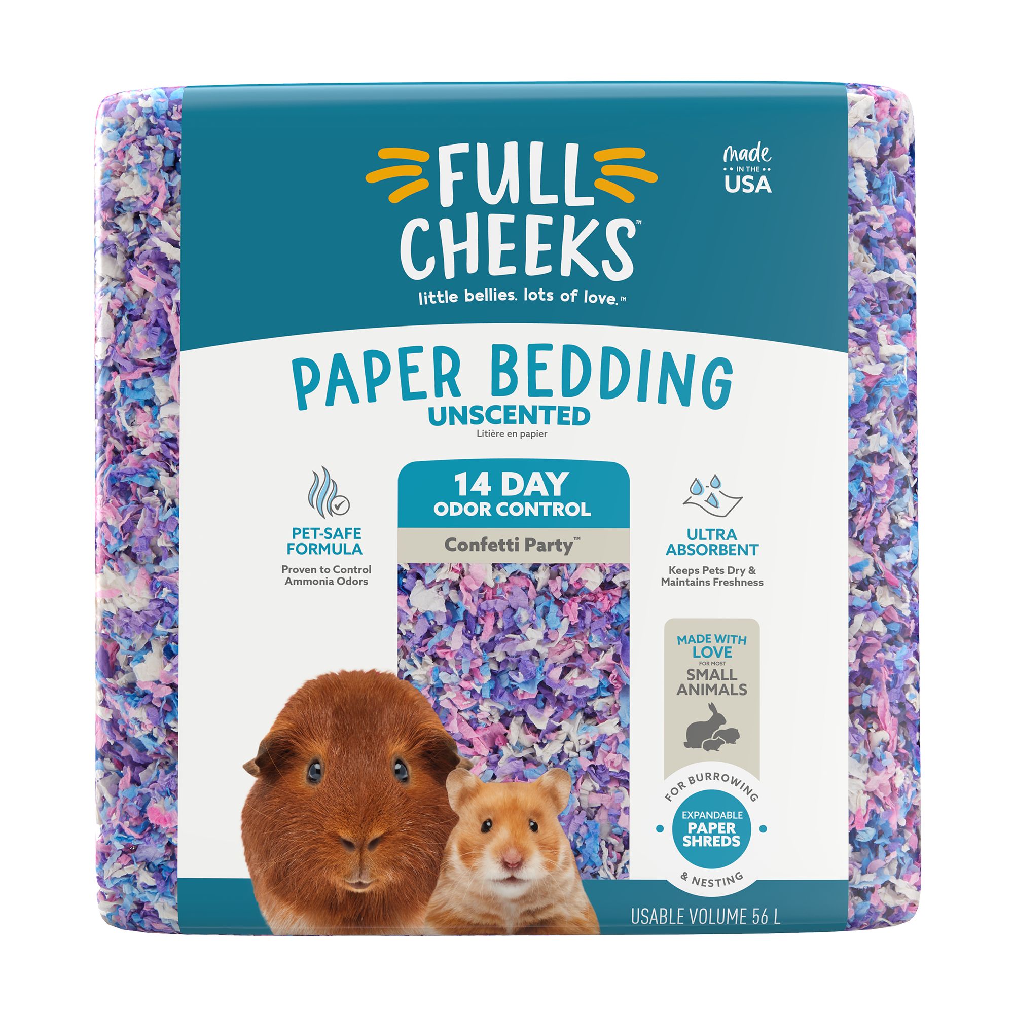 Full Cheeks™ Odor Control Small Pet Paper Bedding Confetti Party