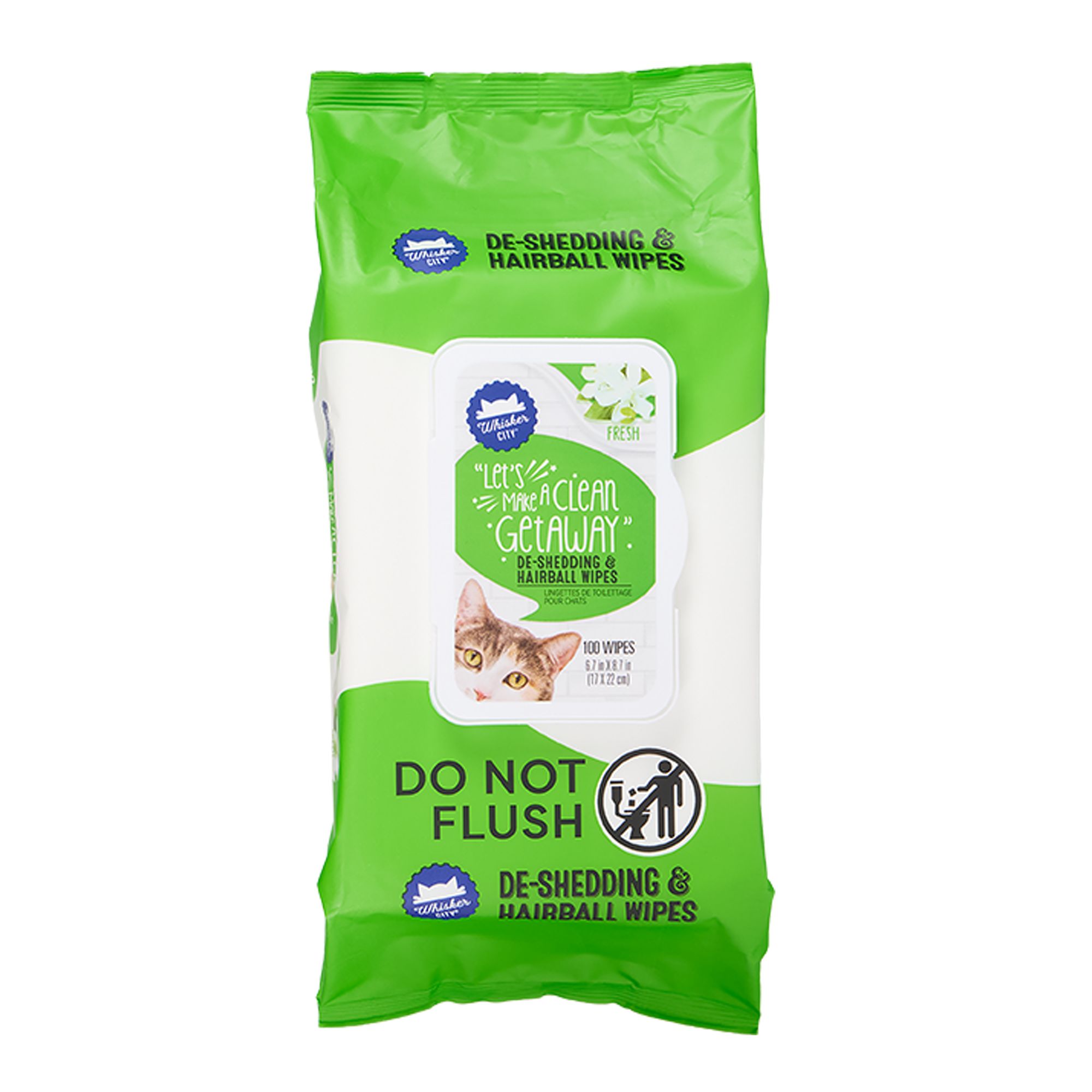 Whisker City® DeShedding and Hairball Wipes 100 Count