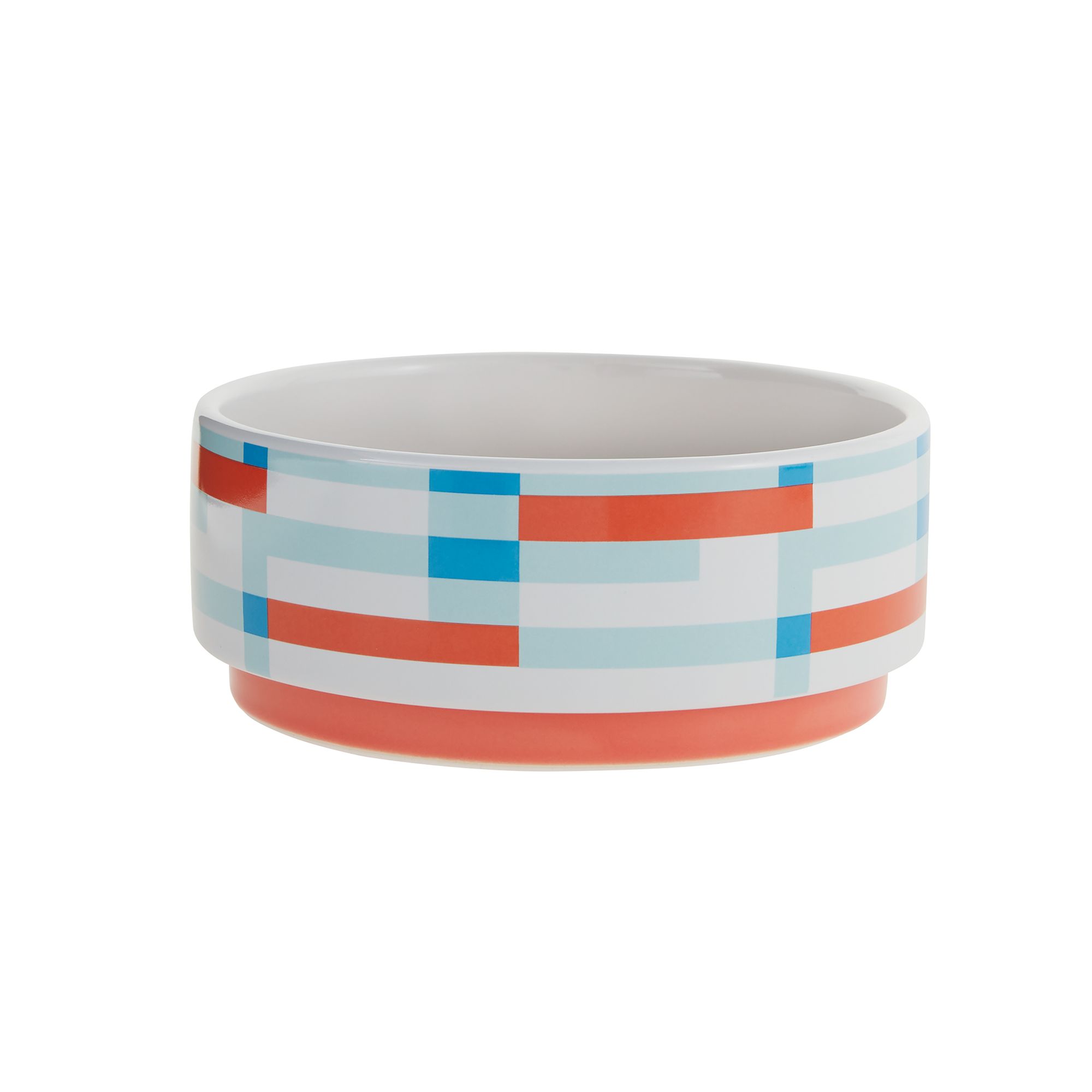 Top Paw® Blue & Red Striped Ceramic Dog Bowl dog Food & Water Bowls