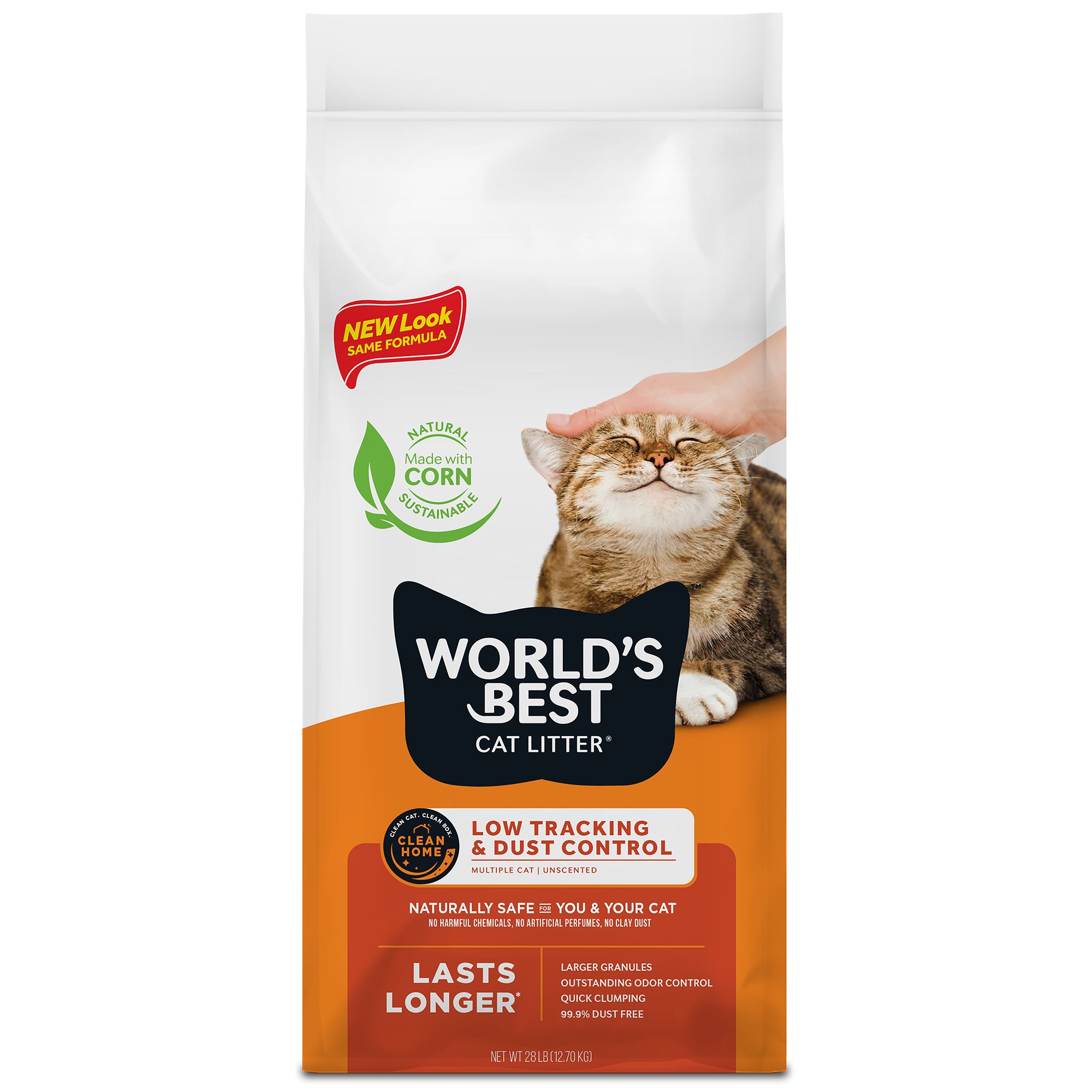 World's Best ™ Clumping MultiCat Corn Cat Litter Unscented, Low