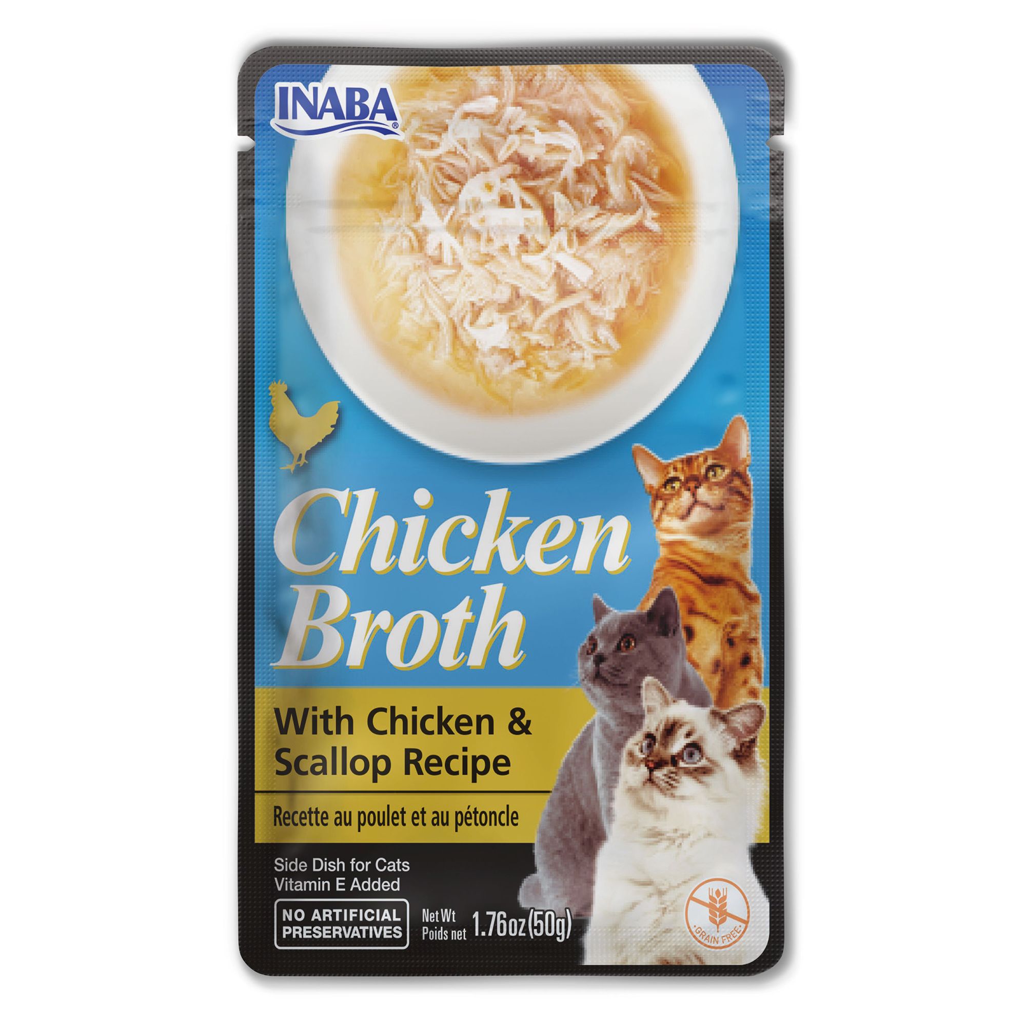 Inaba Chicken Broth Cat Food Topper Grain Free, Chicken & Scallop