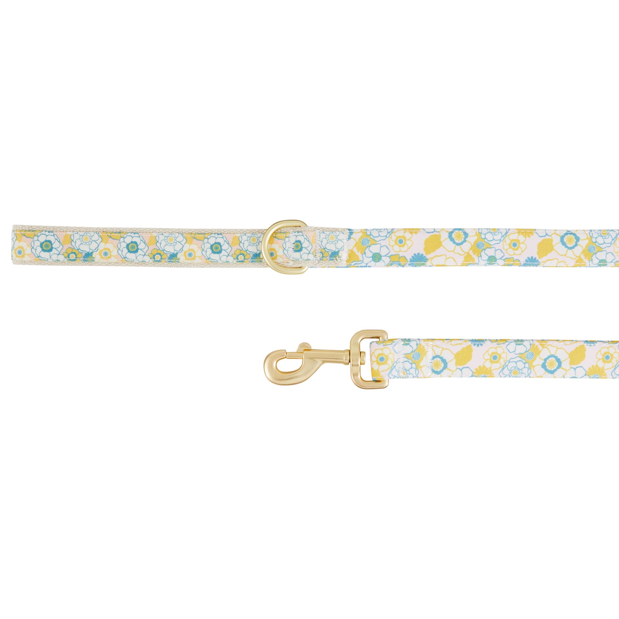 Top Paw® Yellow & Blue Floral Dog Leash 4ft long, 1in wide dog