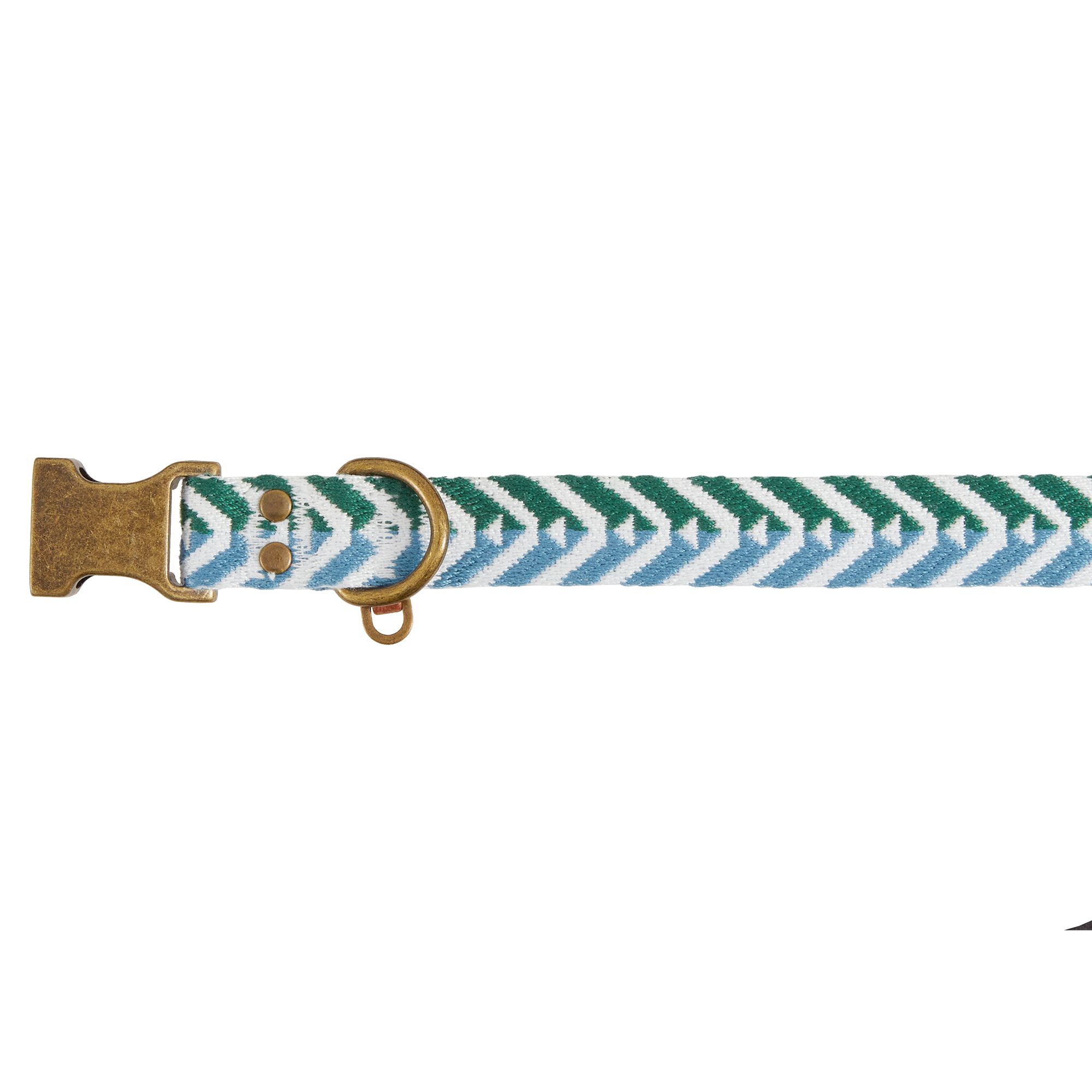 Top Paw® Blue & Green Chevron Linen Blend Dog Collar dog Collars