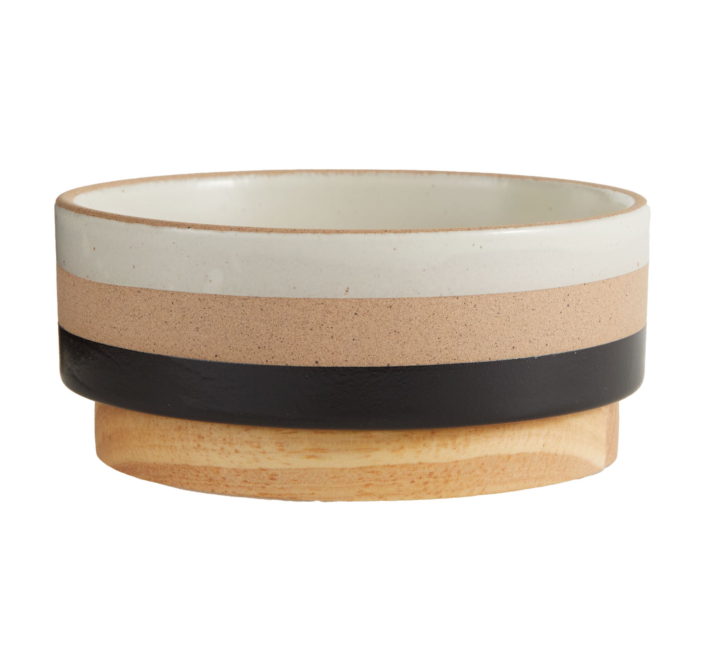 Top Paw® Black & Tan Wood Bottom Ceramic Dog Bowl dog Food & Water