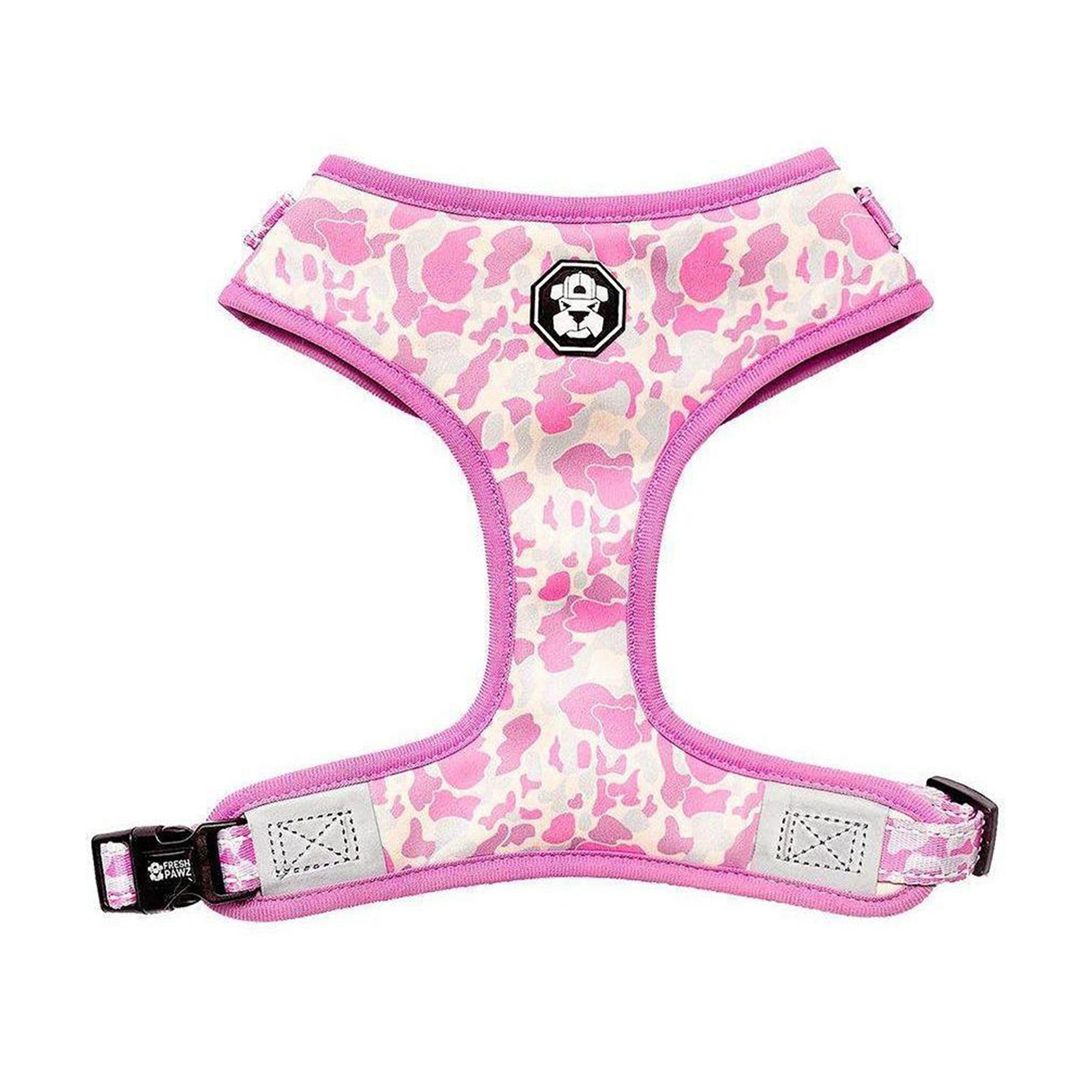 Fresh Pawz Pastel Pink Camo Adjustable Mesh Dog Harness dog Harnesses