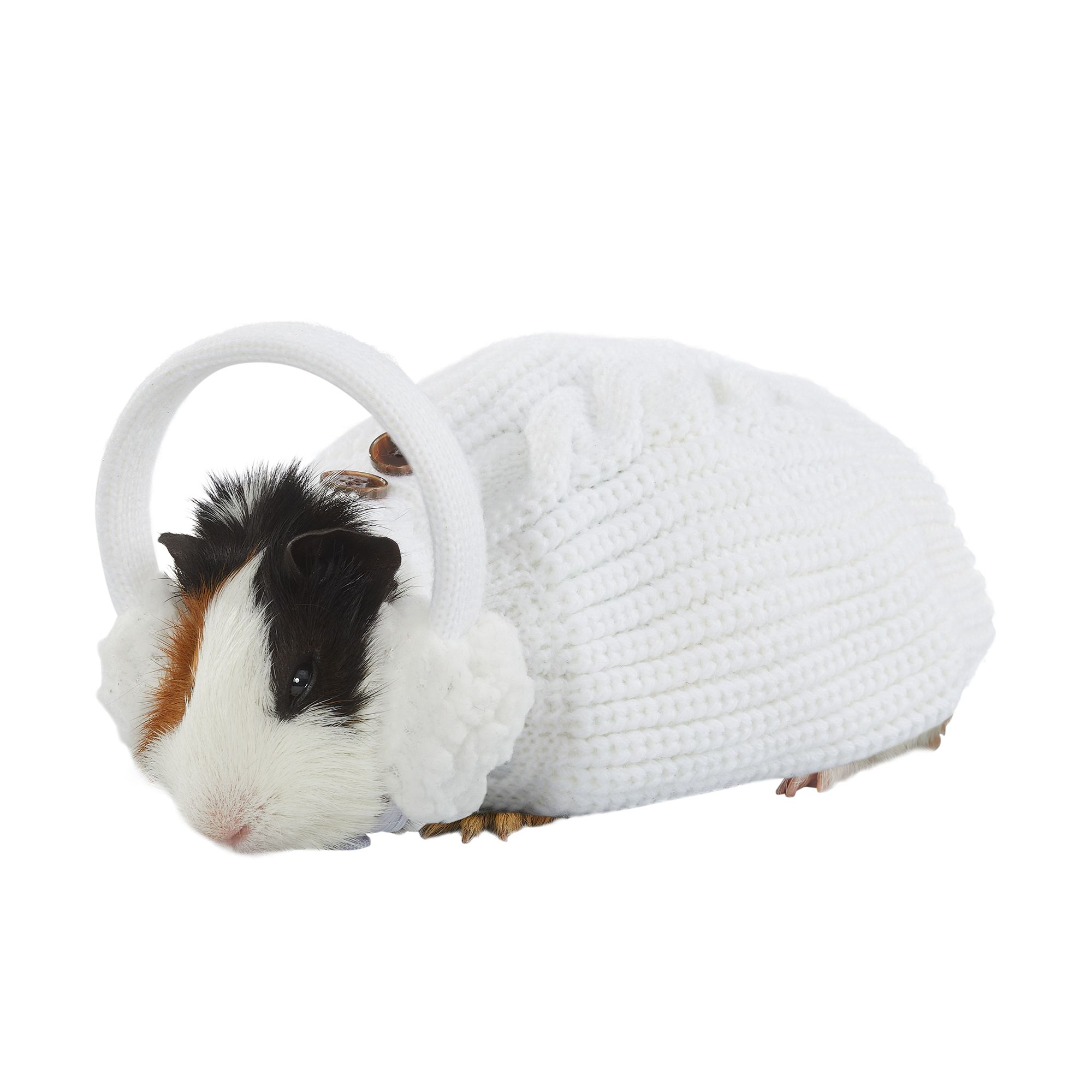 Merry & Bright™ Small Pet Cable Knit Sweater with Ear Muffs small pet