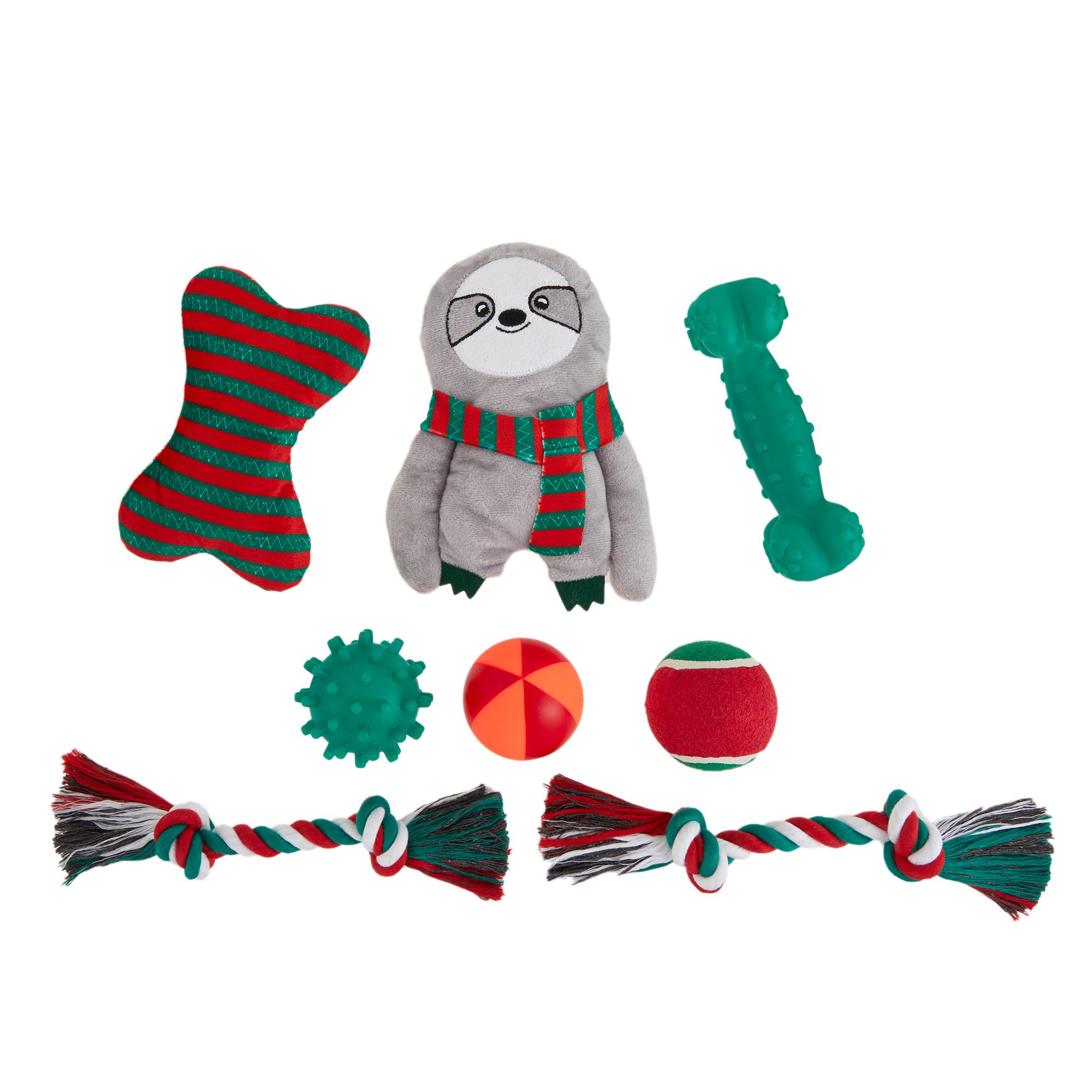 Merry & Bright™ Holiday Sloth Stocking Dog Toy 8 Pack dog Plush
