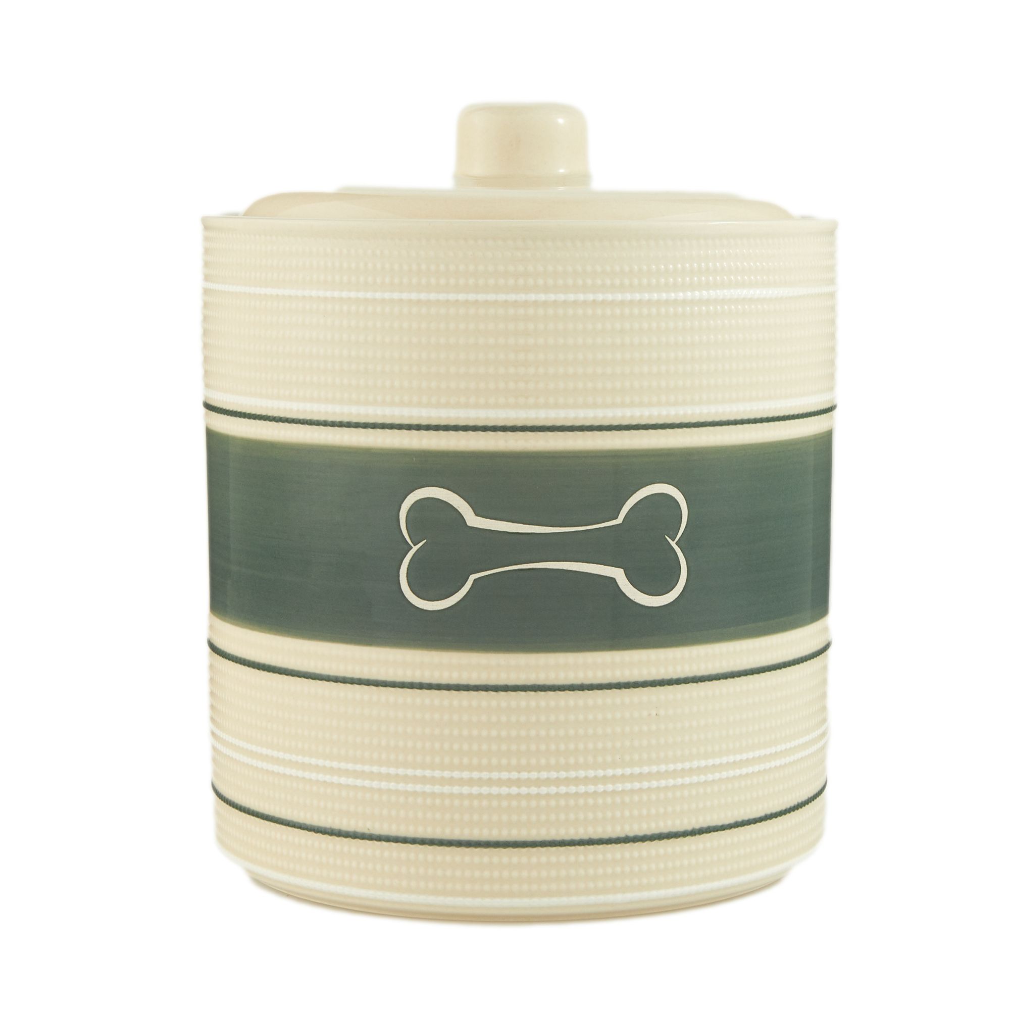 Top Paw® Green Striped Ceramic Treat Jar dog Storage & Scoops PetSmart