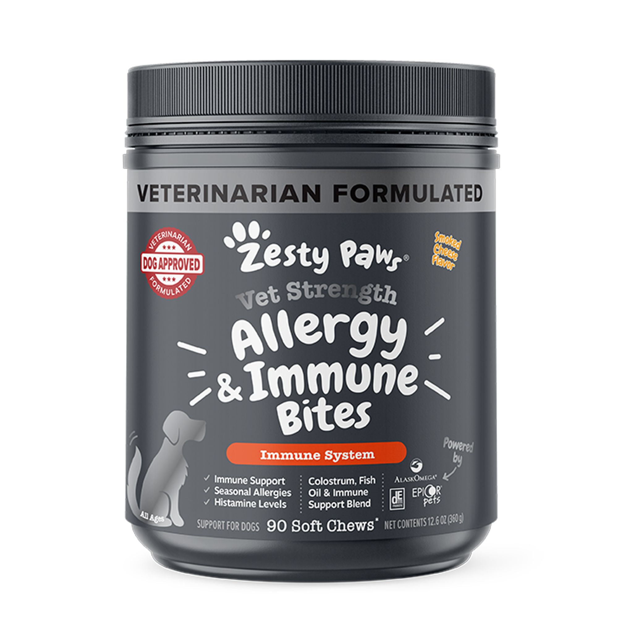 Zesty Paws Vet Strength Allergy & Immune Bites for Dogs Cheese Flavor