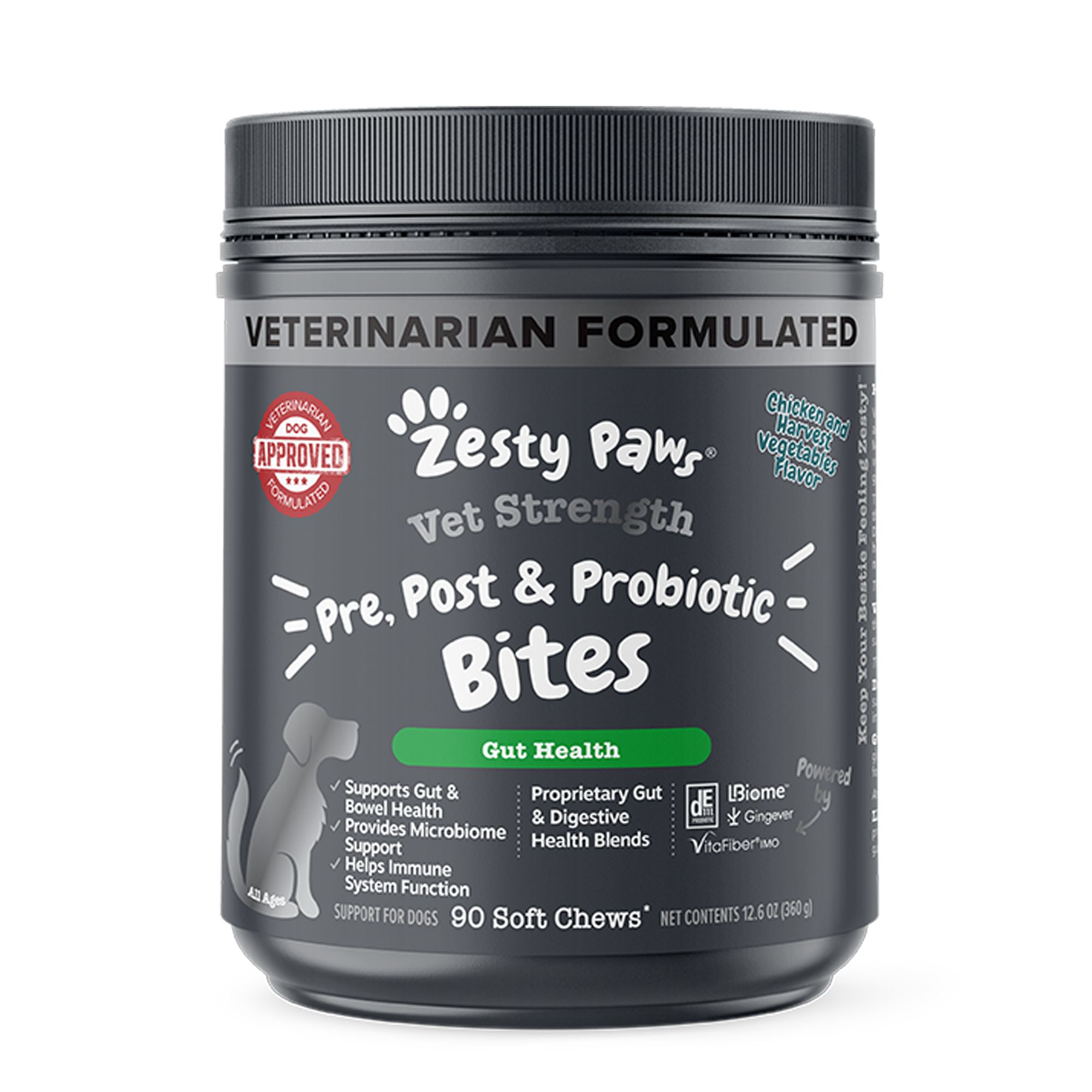 Zesty Paws Vet Strength Pre, Pro & Postbiotic Bites for Dogs Chicken