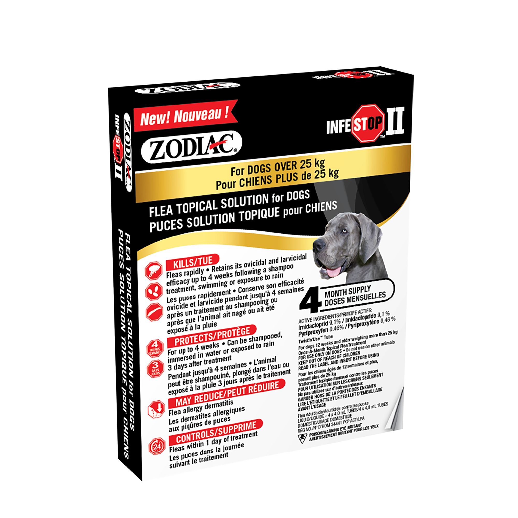Zodiac Infestop II Flea Topical Solution for Dogs Over 25 kg 4 Count