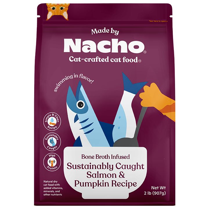 Made By Nacho™ Bone Broth Infused Adult Dry Cat Food Natural, High Protein, Salmon & Pumpkin
