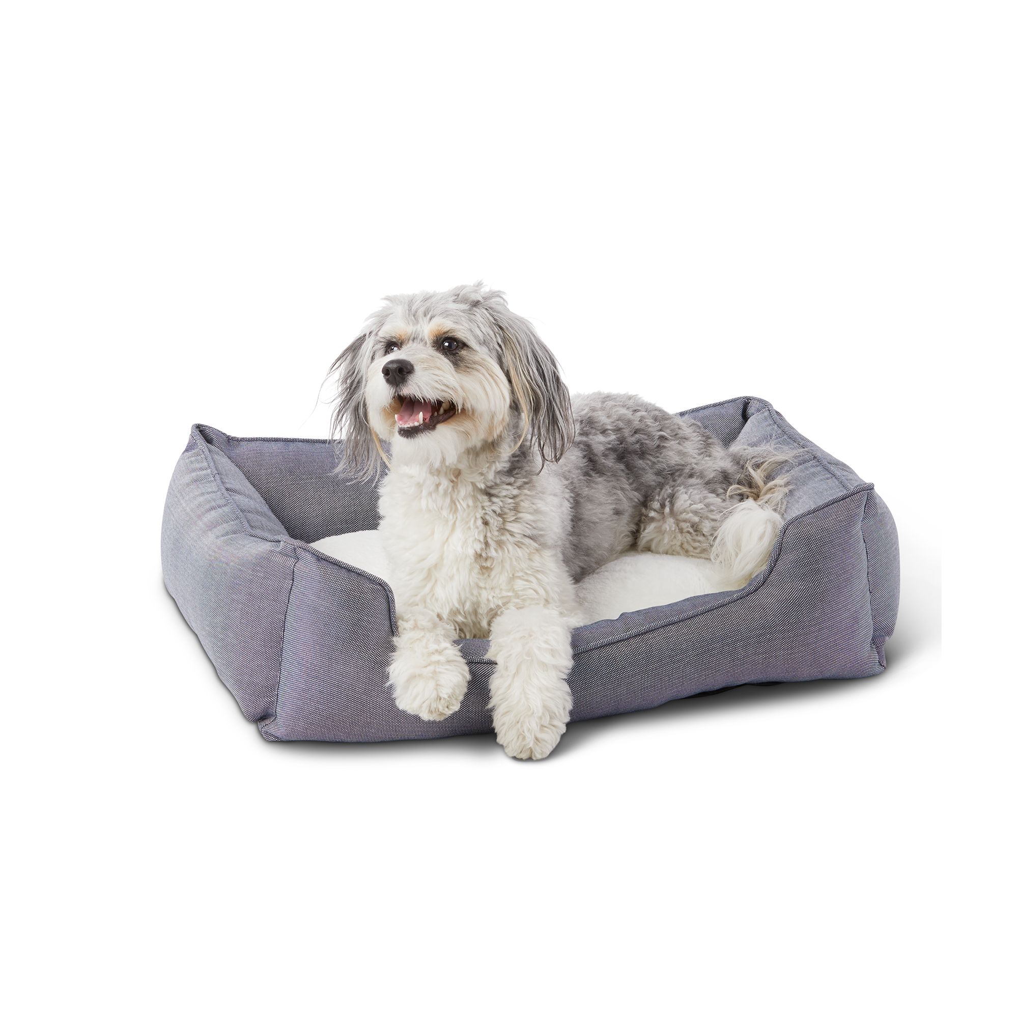 Top Paw® Blue Chambray Cuddler Dog Bed dog Cuddler Beds PetSmart