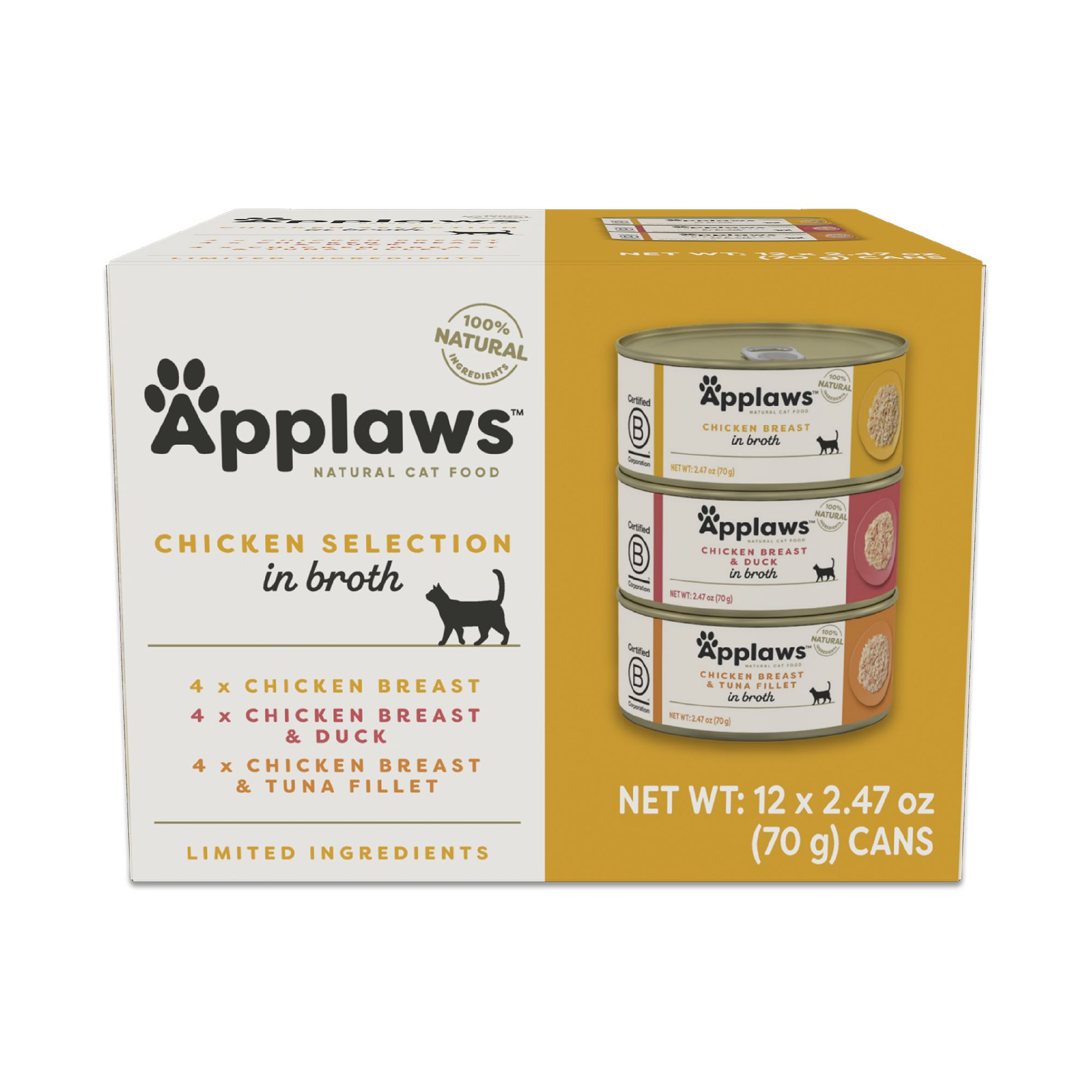Applaws Adult Cat Food in Broth With Grains, Chicken, 2.47 oz Variety