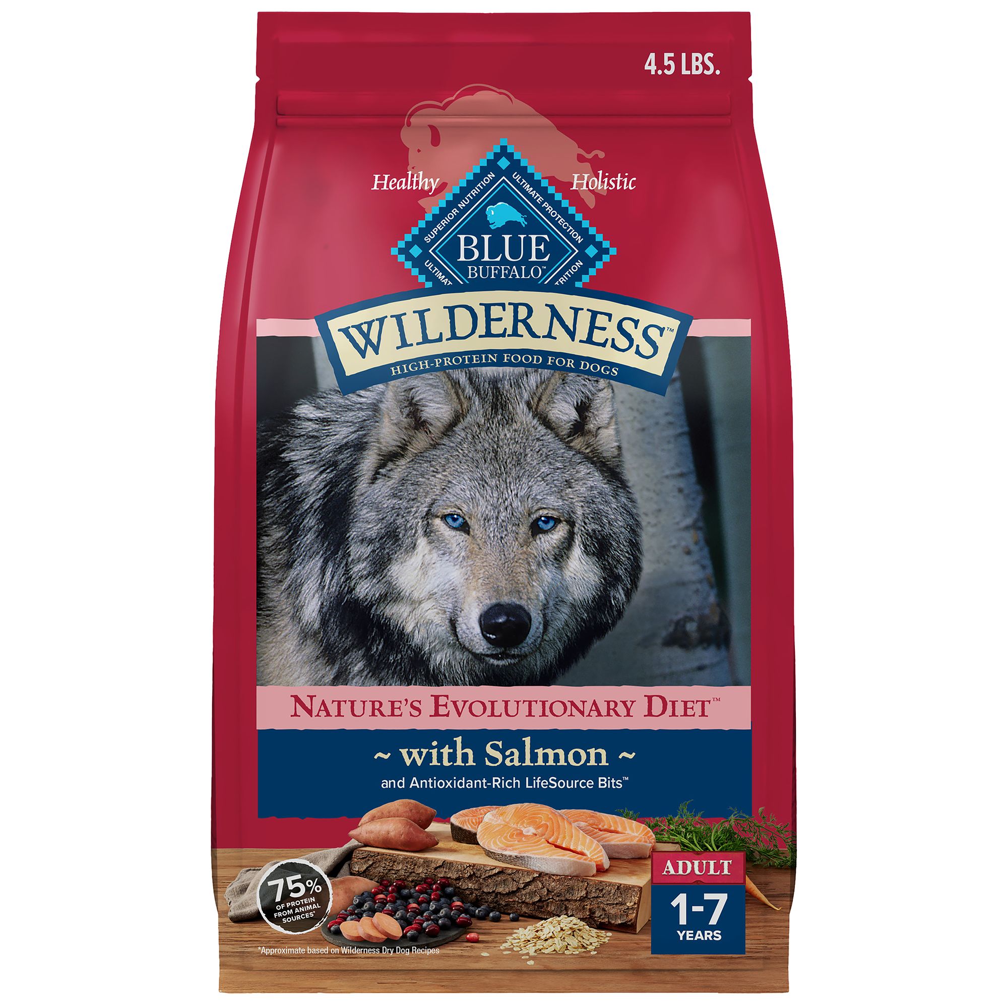 Blue Wilderness Adult Dry Dog Food Wholesome Grains, HighProtein