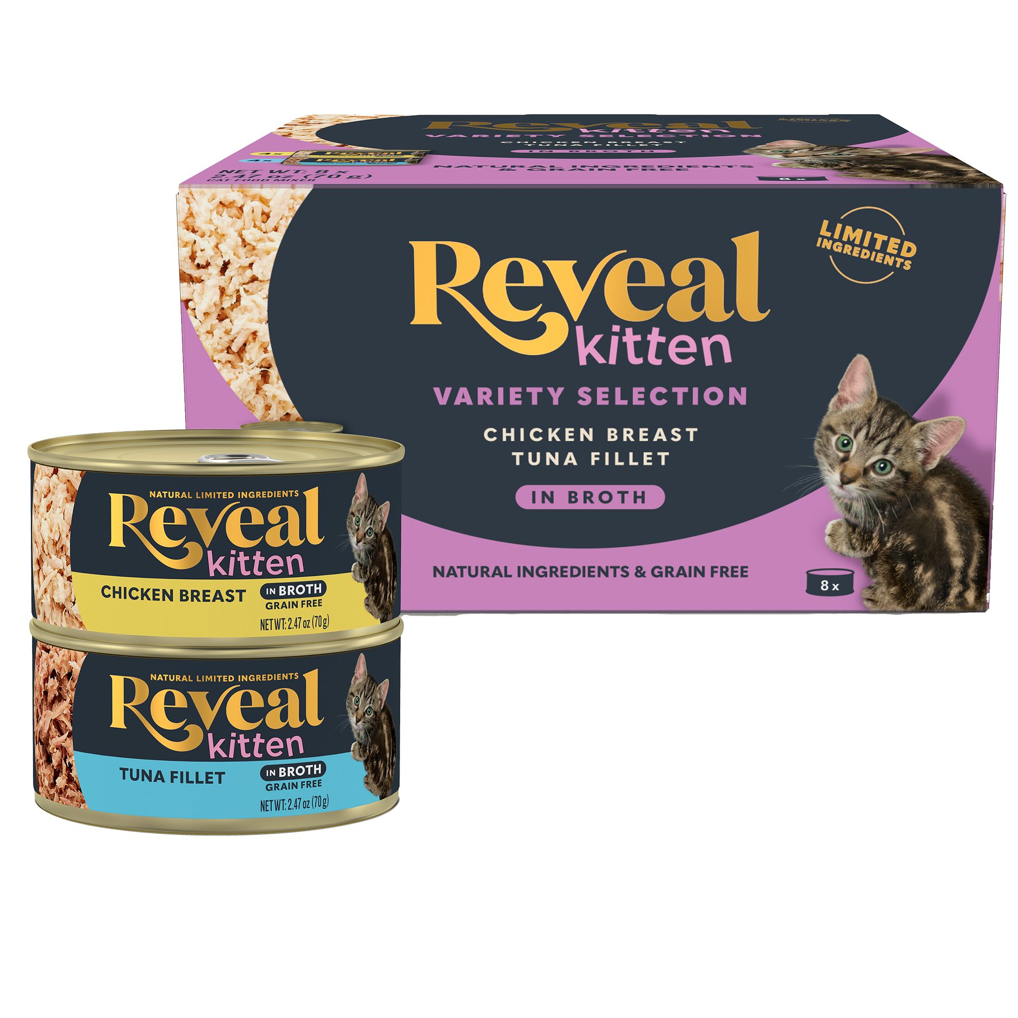 Reveal Kitten Wet Cat Food Natural, Limited Ingredient, Grain Free, Variety Pack, 8ct cat