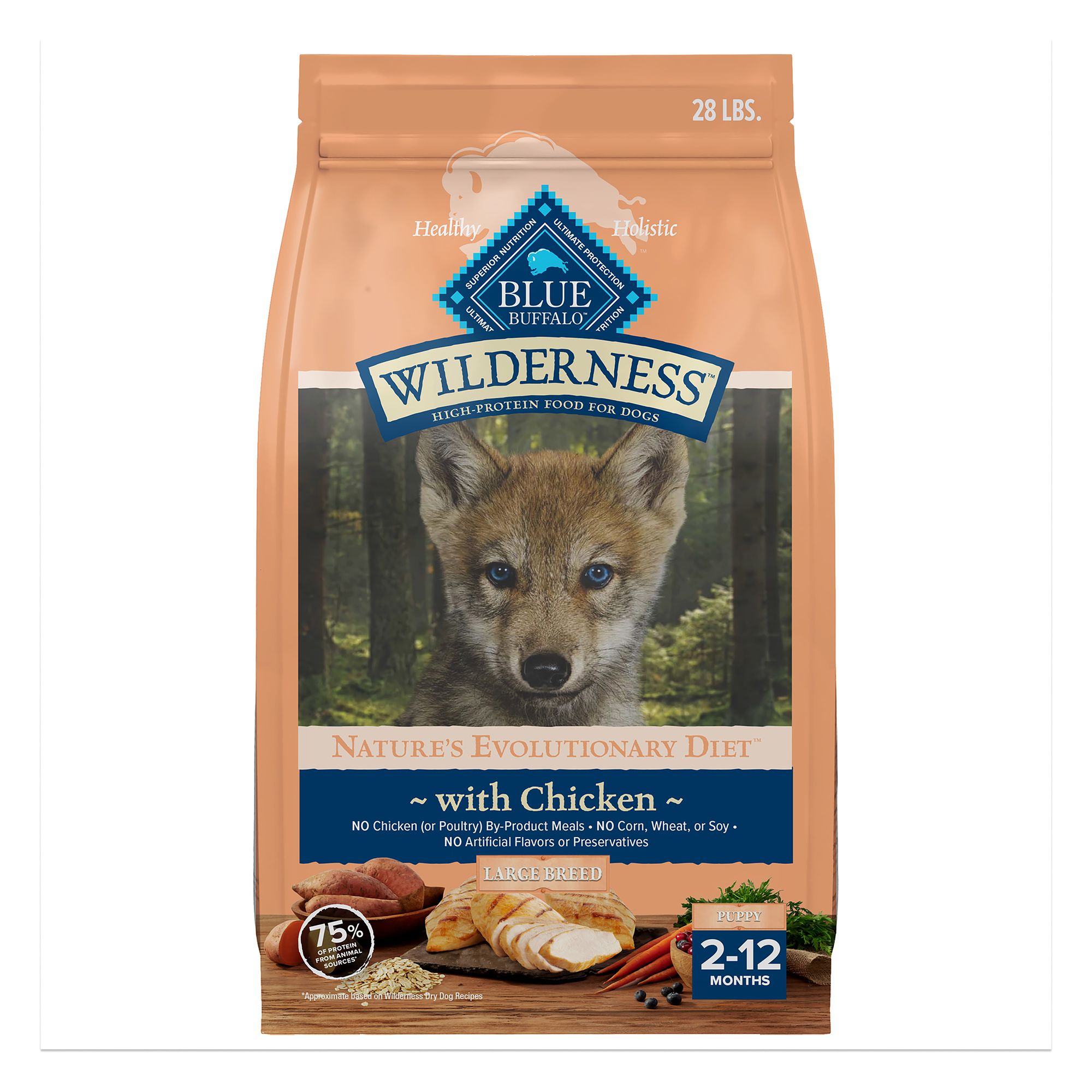 Blue Wilderness Large Breed Puppy Dry Dog Food Wholesome Grains, High