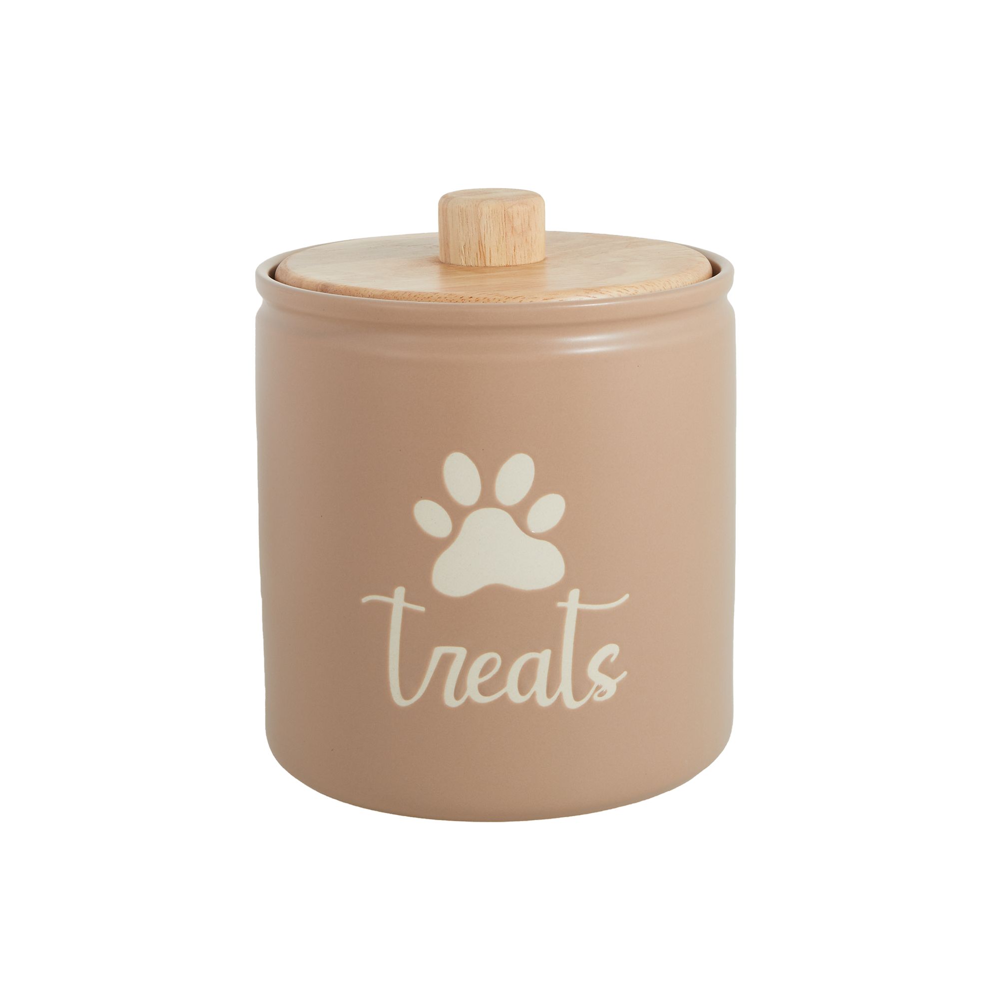 Top Paw® Ceramic "Treats" Tan Paw Print Treat Jar dog Storage