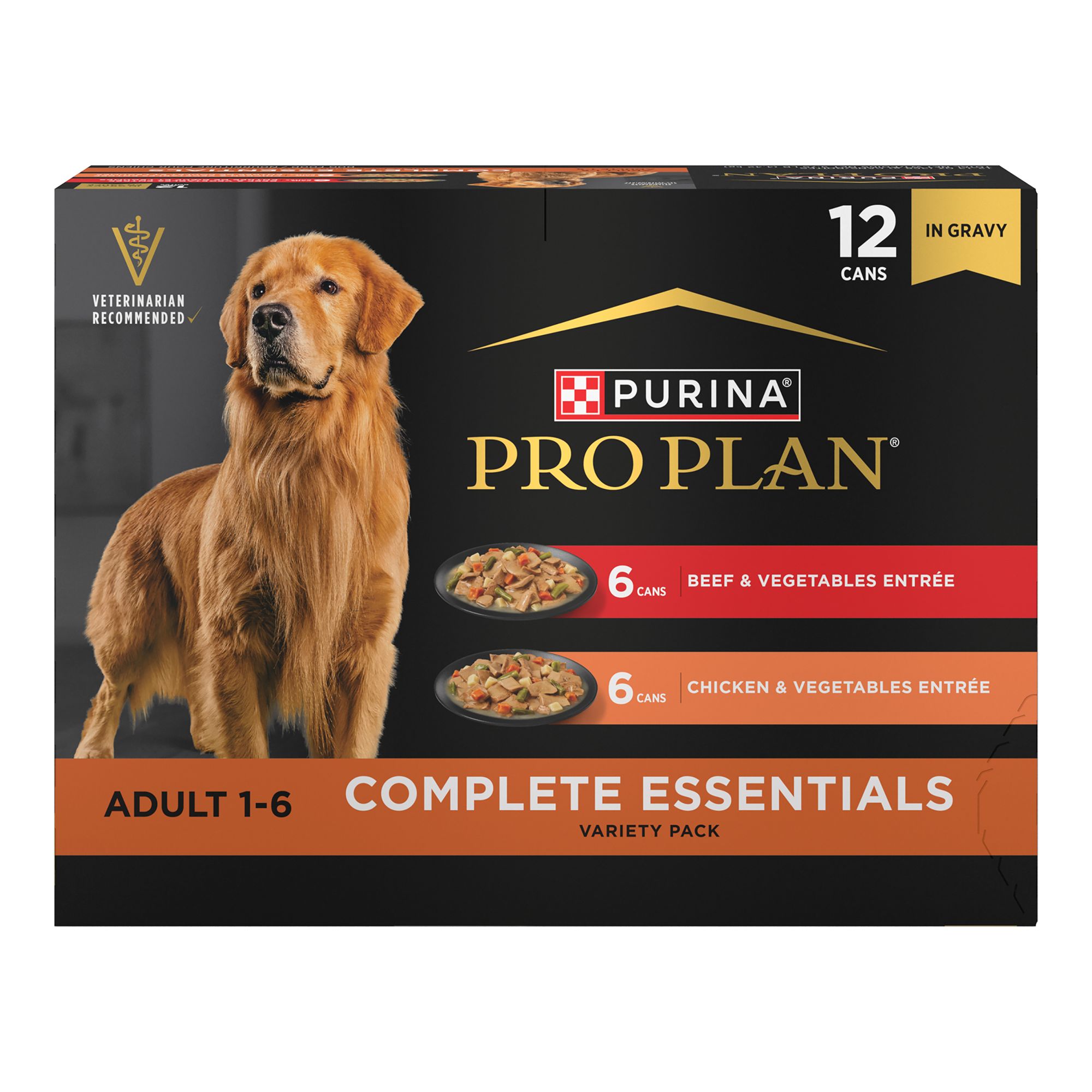 Purina Pro Plan Complete Essentials Classic Adult Wet Dog Food 13 Oz., 12 Count, Variety Pack